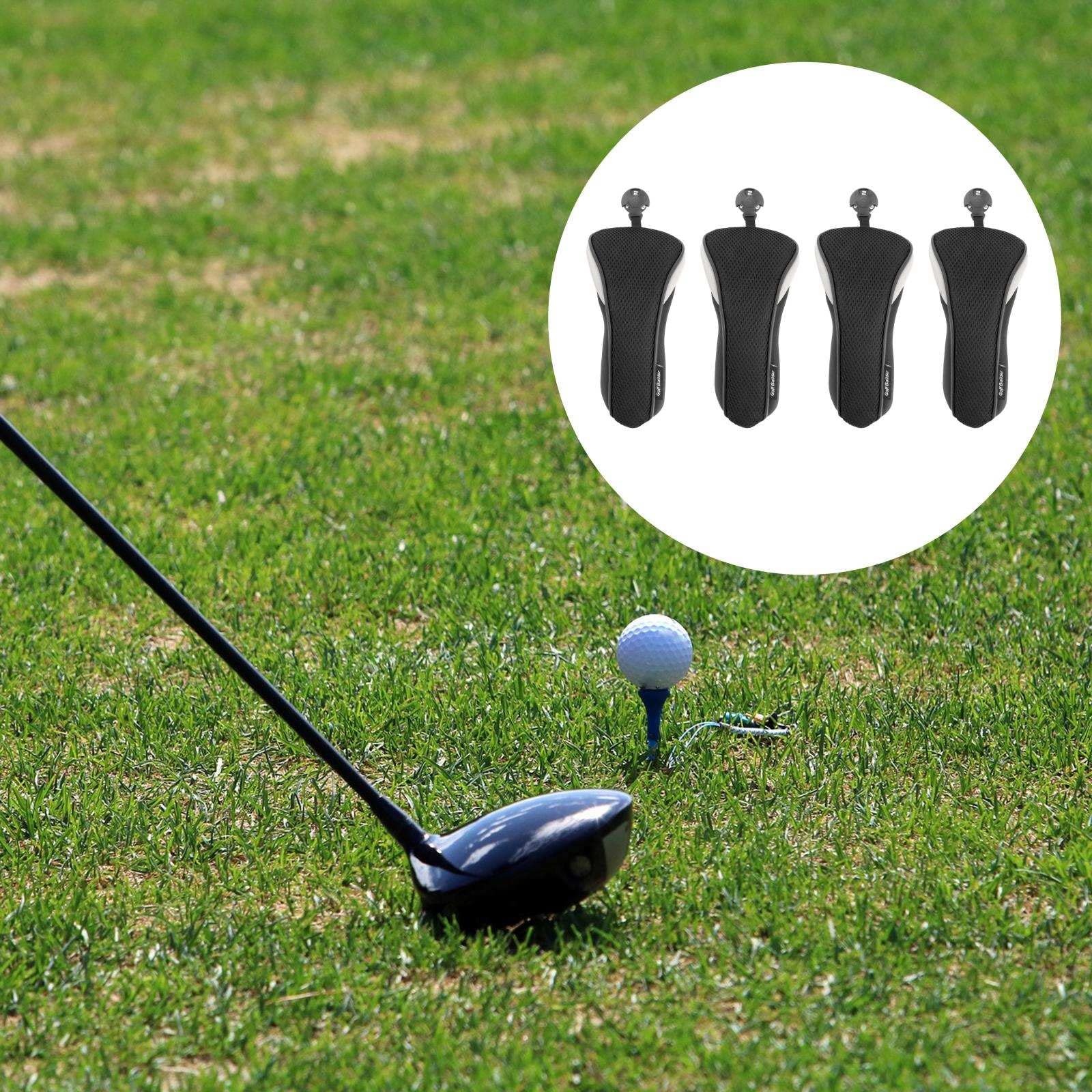 F Fityle 4X Nylon Golf Hybrid Club Head Covers Núm. Intercambiable Tag Golf Accs Durable Gift Utility para Exteriores Sports Woods Driver