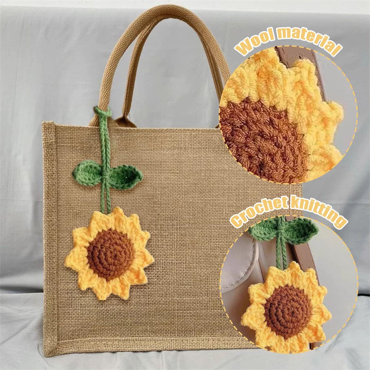 4 Pezzi Di Ciondoli Di Girasole Intrecciati A Mano, Design Semplice E Fresco, Accessori Per La Sospensione Dello Specchietto Retrovisore, Regali Per Auto Per Ragazze.