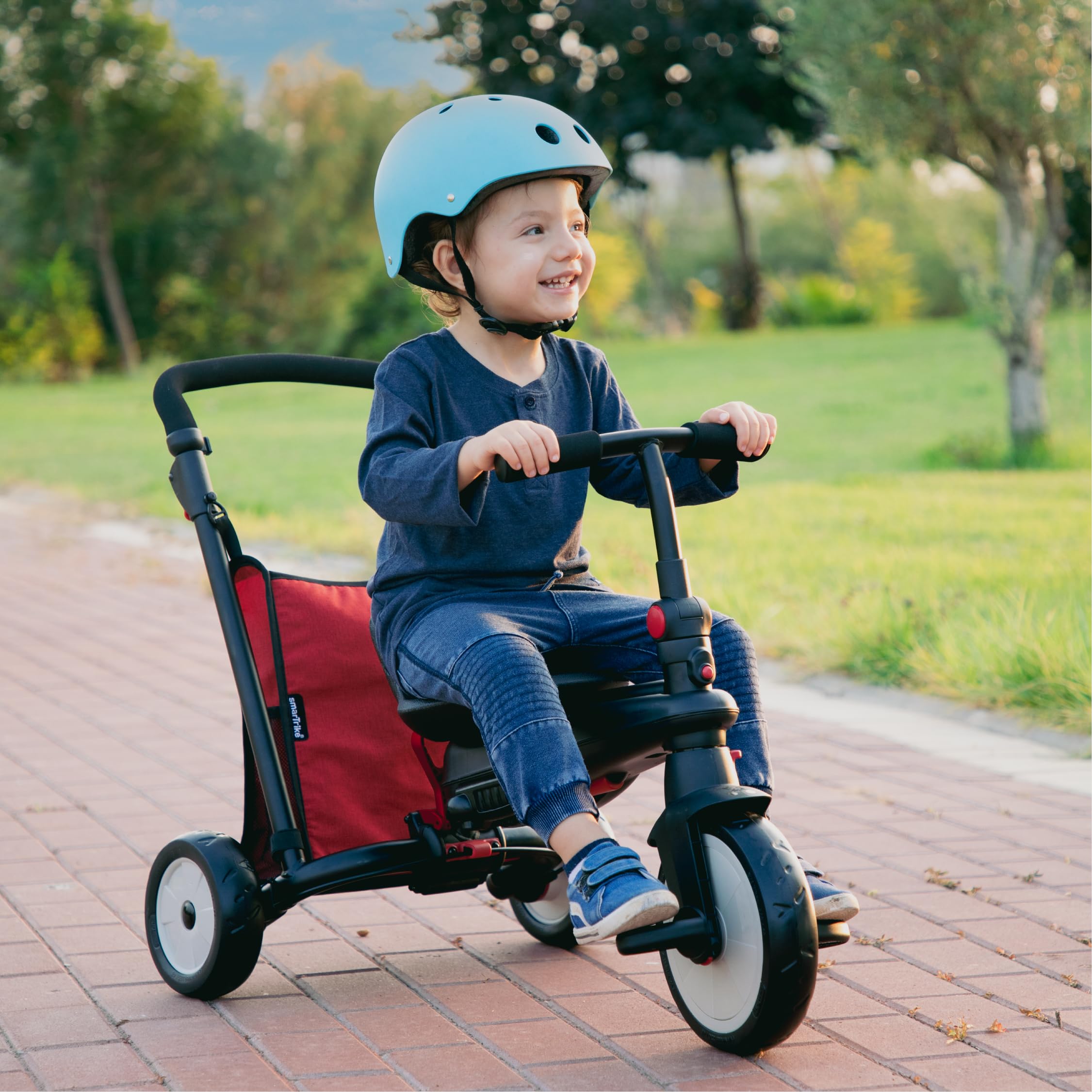 smarTrike STR5 Składany trójkołowiec dziecięcy z certyfikatem 1,2,3 lata - trójkołowiec wielostopniowy 7 w 1 (czerwony)