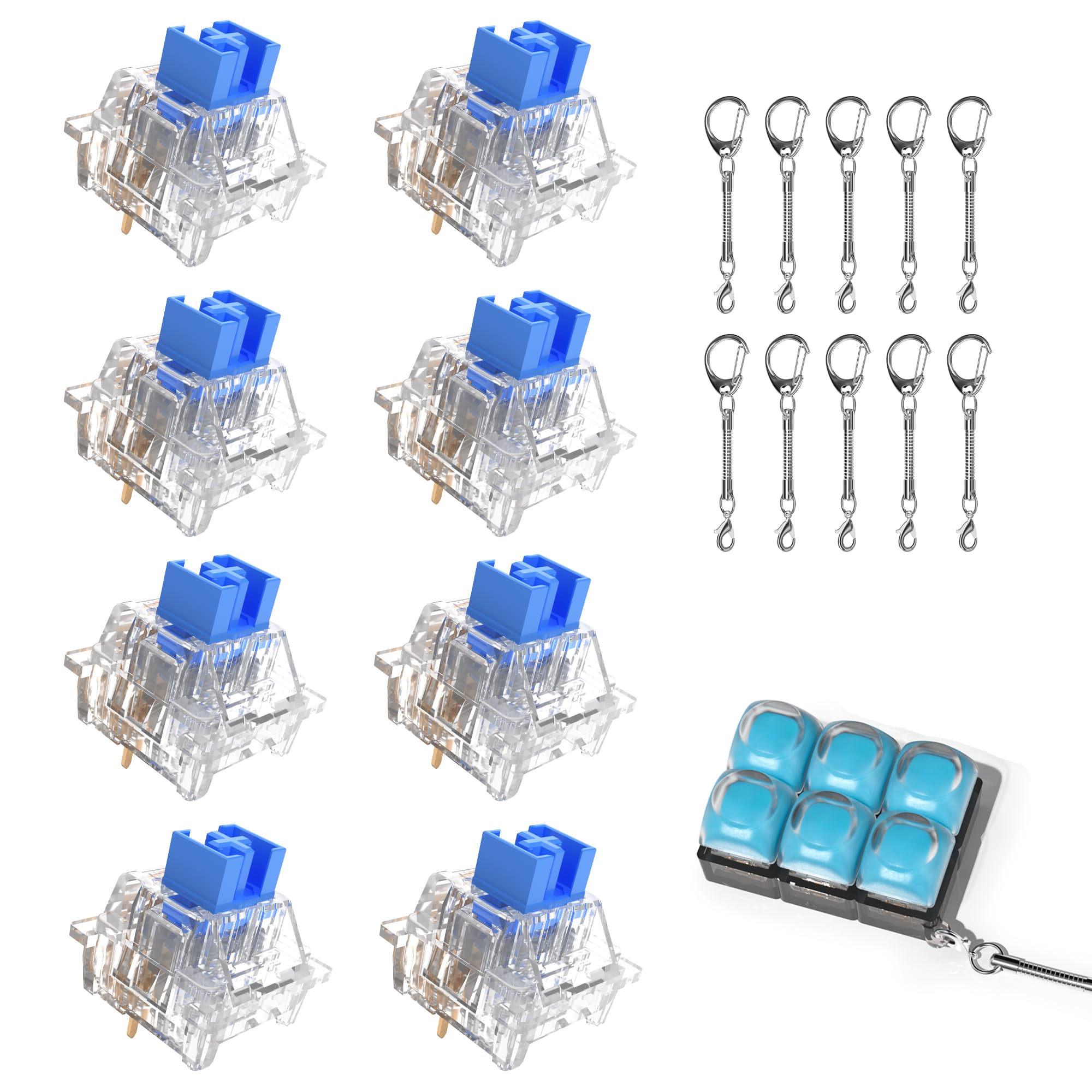 Outemu 1000Pcs Keyboard Clickers for 3D Prints,Crystal Blue Keyboard Switch