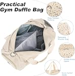 Duffle Bag for Gym Sports Women Girls Workout Travel Bag Weekender with Shoe Compartment and Wet Pocket, A-Corduroy-floral beige, L, Duffle Bag