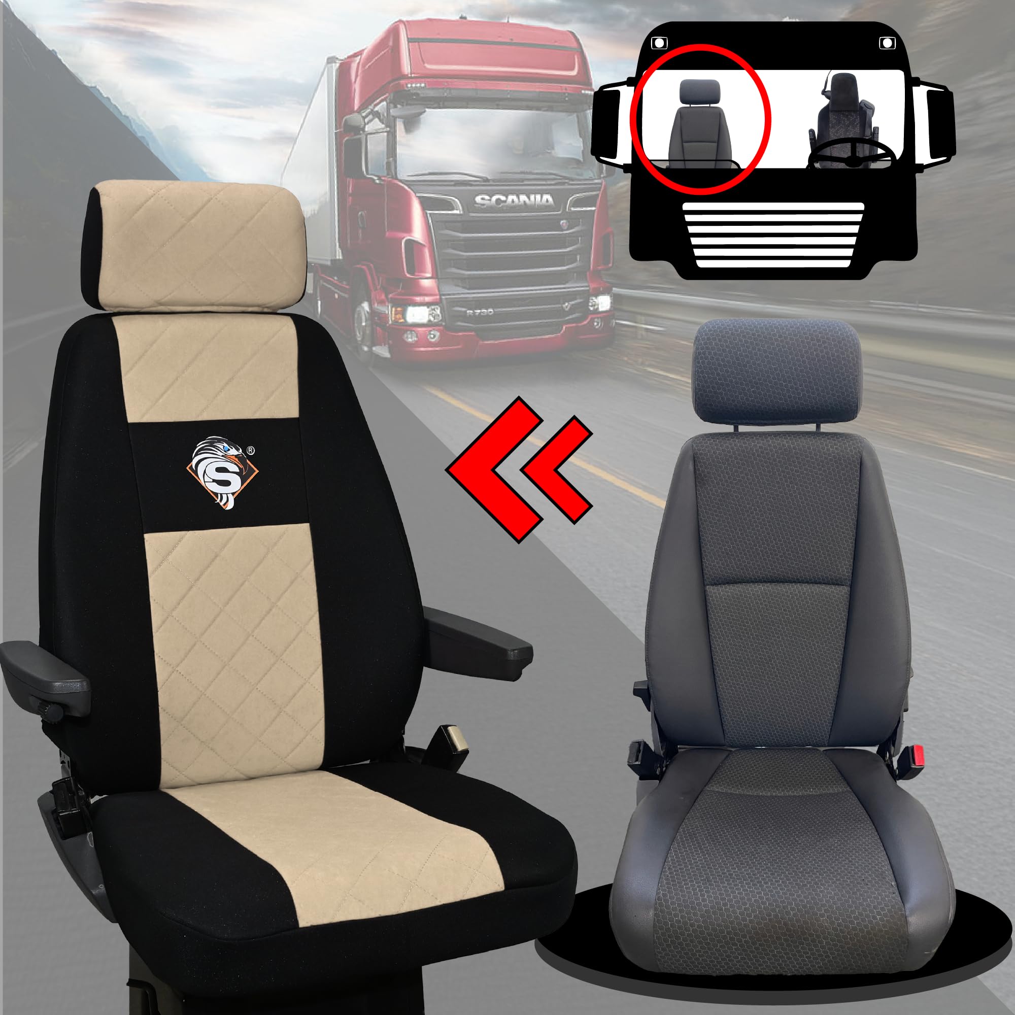 SABA Auto Sitzbezüge LKW für Scania R-Reihe ab 2013, S-Reihe ab 2017