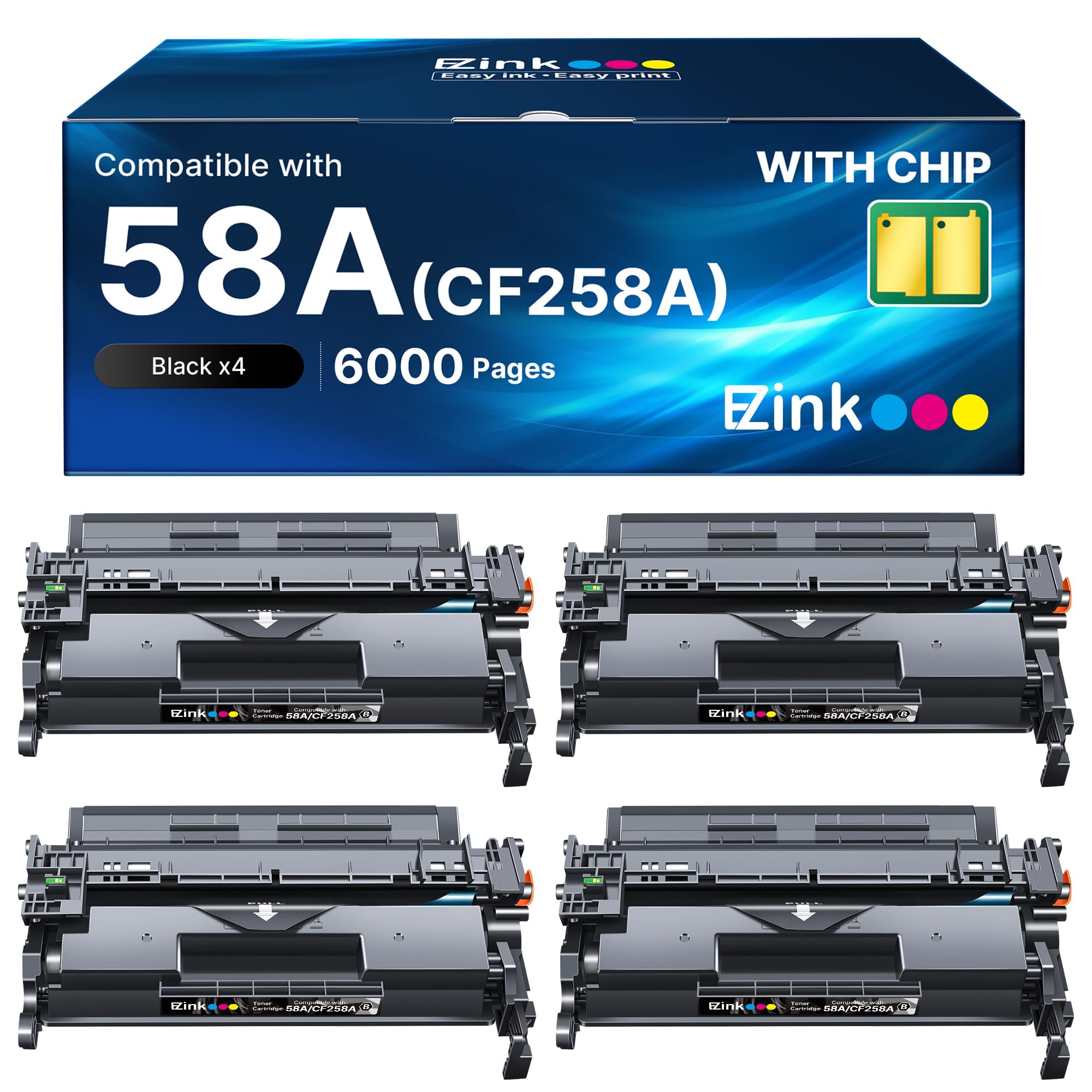 58A CF258A Toner Cartridge Compatible for MFP M428fdw (4 Black, with Chip)