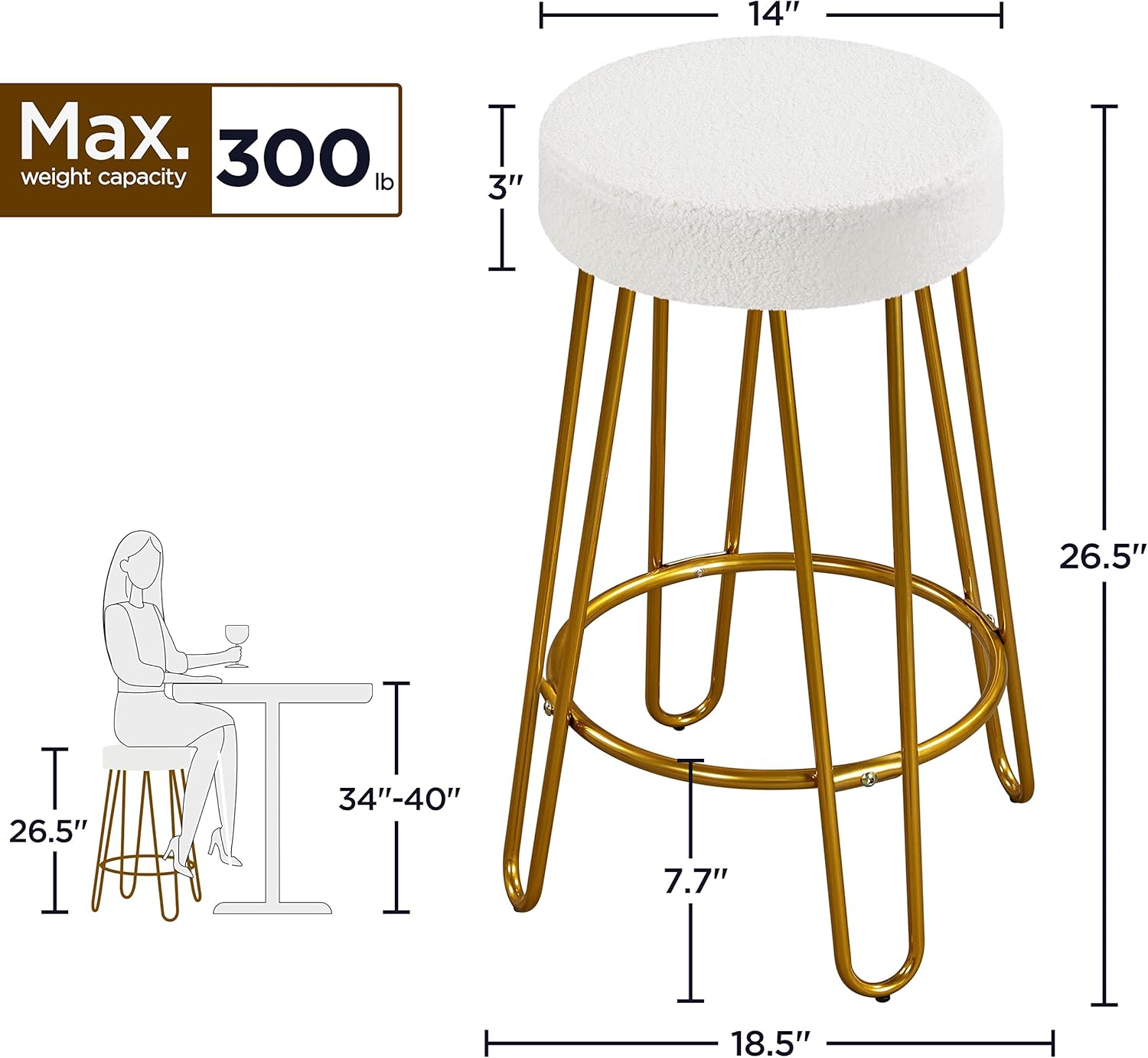 Buy Yaheetech Bar Counter Height Stools Home Barstools with Upholstered