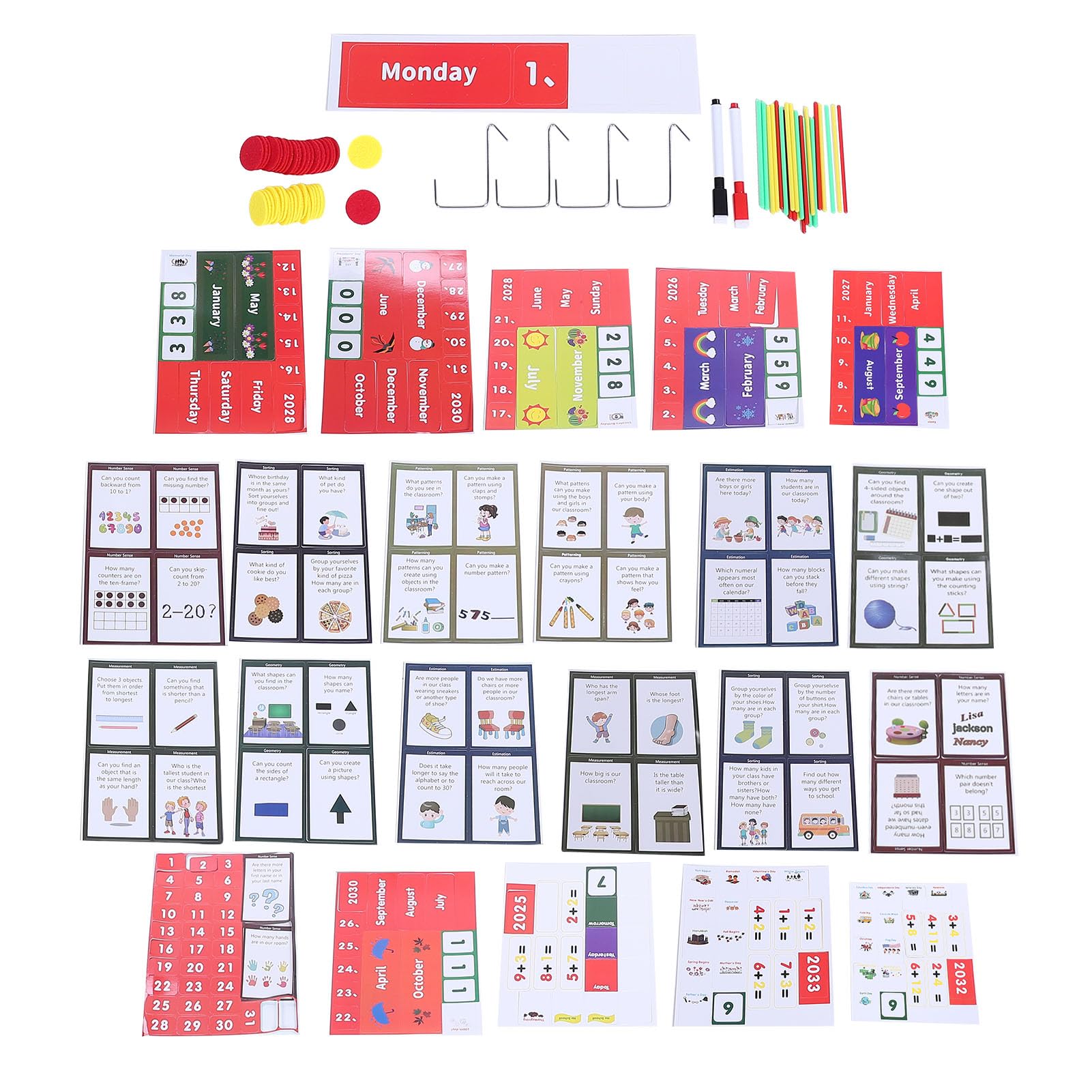 Generic Kieszonkowy Wykres Klasowy Kalendarz Matematyczny dla Przedszkolaków Wizualne Narzędzie do Nauczania dla Klas K 3 i Nylonowego Materiału do Edukacji Specjalnej