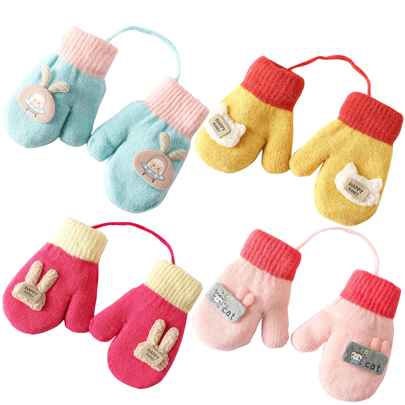 2 Paia Di Guanti Antigraffio Per Neonati 0-12 Mesi - Morbidi In Cotone Con Fodera Sherpa, Caldi Per Inverno, Senza Dita, Regalo Nascita - 2