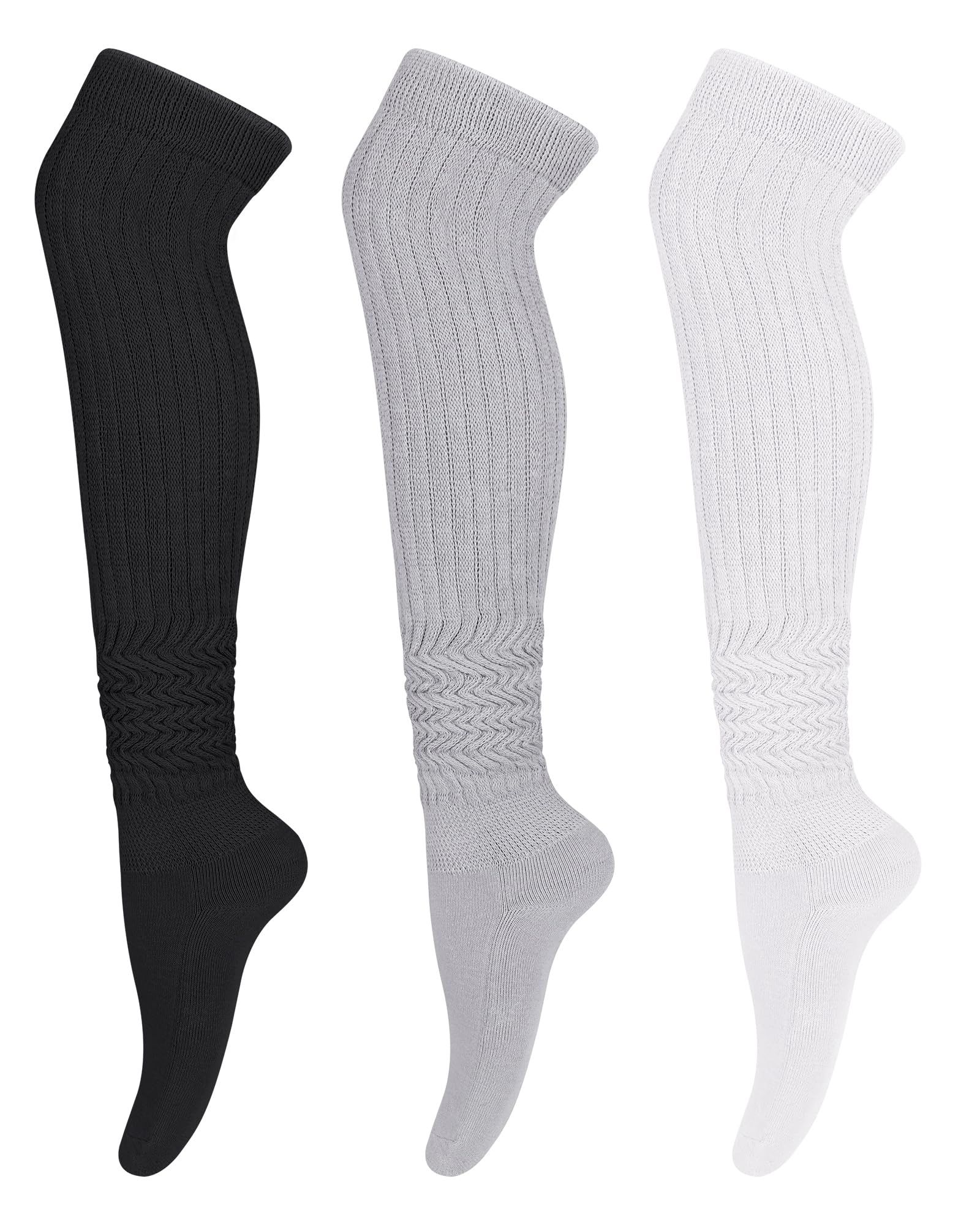 Womens Thigh High Socks Extra Long Knit Over Knee Stockings Winter Warm Thick Scrunch Slouch Soft Tall Leg