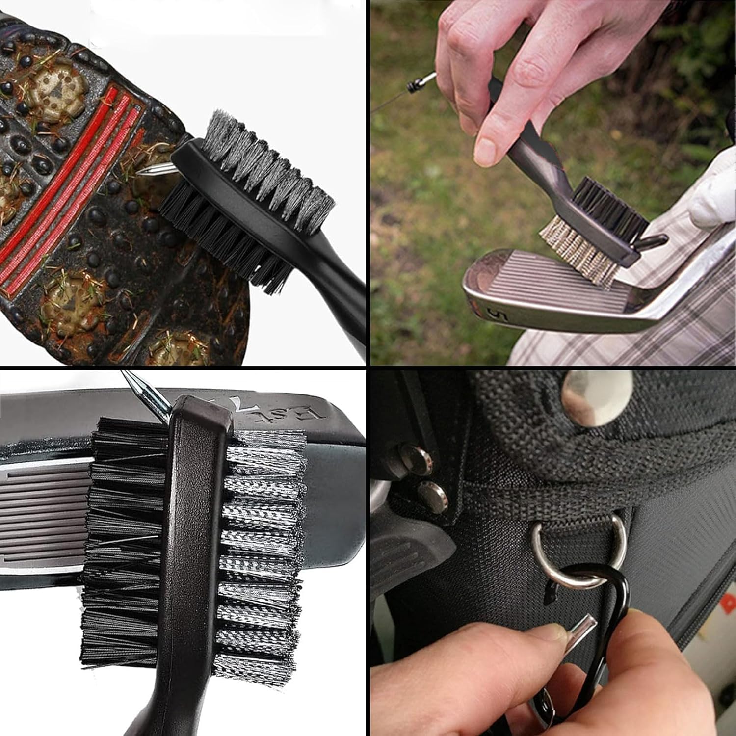 Spazzola da Golf,Golf Club Groove Cleaner,Spazzola per La Pulizia del Golf Accessori,per Mazze da Golf Facile da Attaccare alla Borsa da Golf