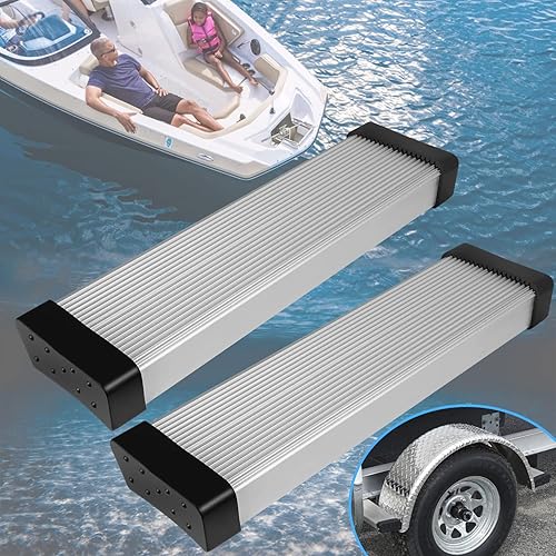2 soportes de aluminio mejorados para guardabarros para remolques de barcos redondos y pasos, soportes atornillados