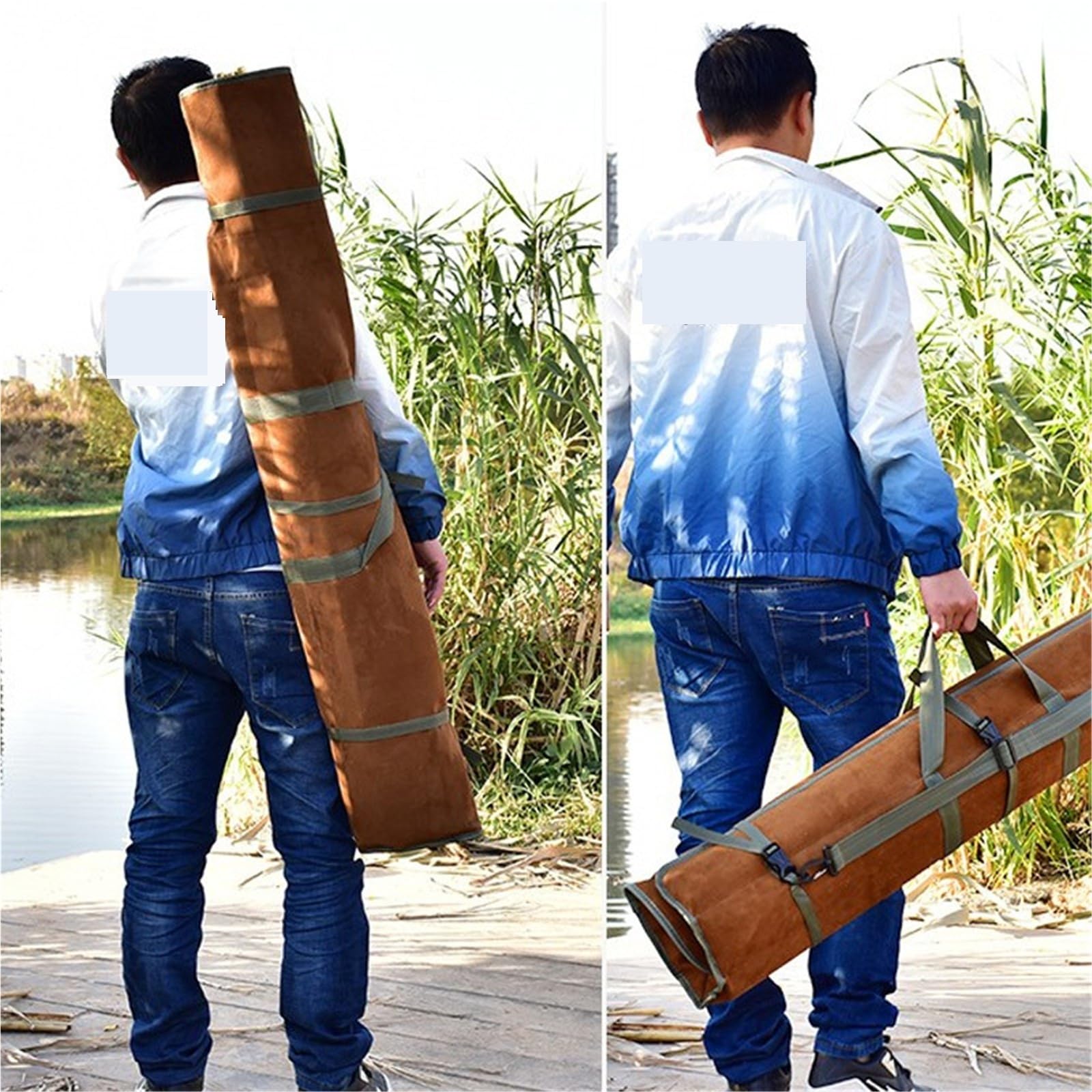 Angeltasche 120 cm 130 150 Leinwand Angeln Tasche Wasserdicht Angelrute Regenschirm Tackle Getriebe Lagerung Fall Tragbare Roll-Up Schulter Taschen