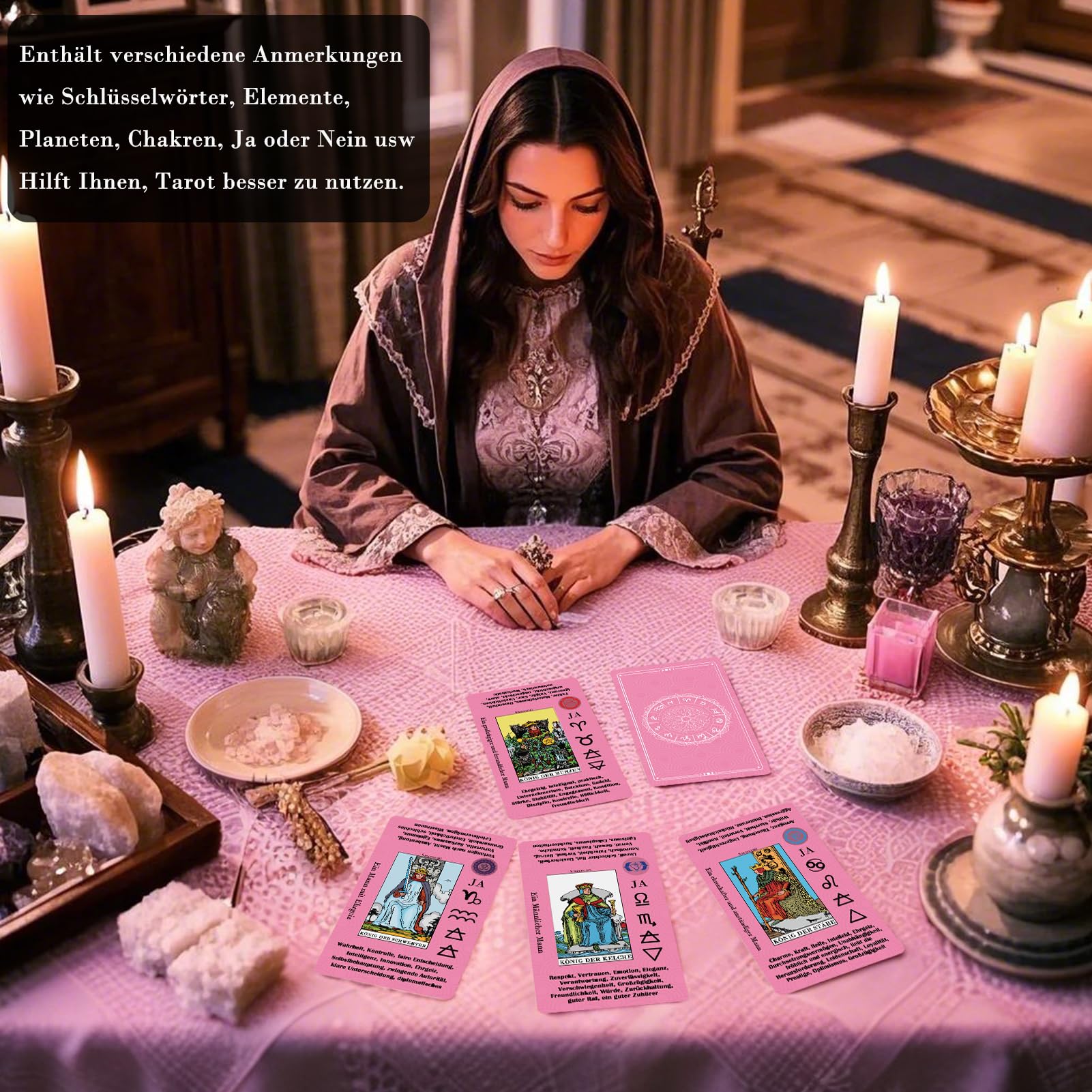 Smoostart German Tarot Cards for Beginners with Meanings On Them Tarot Cards Deck With Guide Book, Comes With Exquisite Storage Bag - Image 2