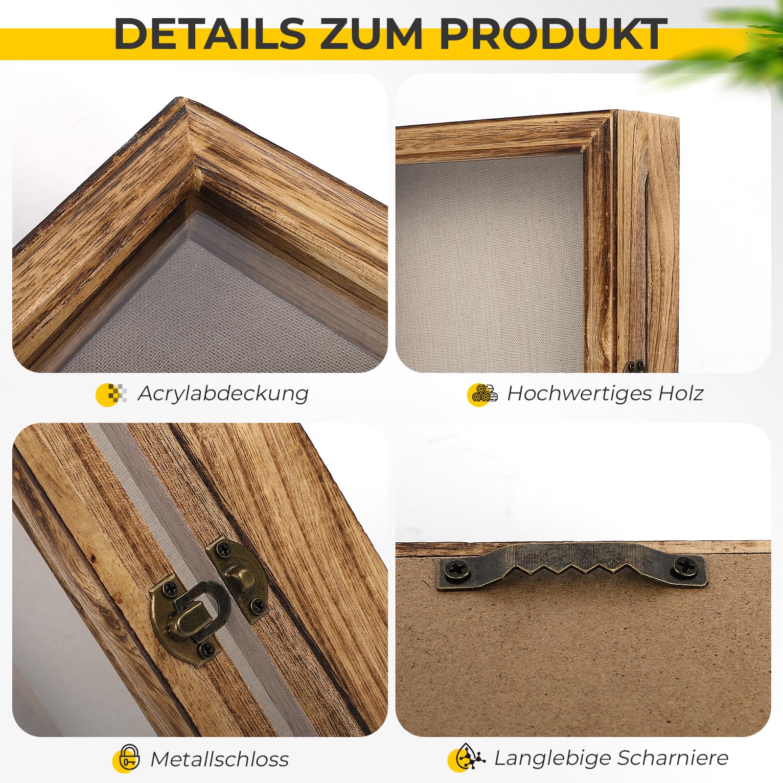 3D Bilderrahmen Zum Befüllen 25x20 cm, Objektrahmen Holz zum Aufhängen oder Stehend, Bilderrahmen Tief Zum Befüllen für Fotos, Medaillen, Blumen, Hochzeitsstrauß, Erinnerungsstücke