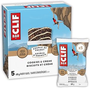 CLIF BAR Energy Bars, Cookies & Creme, Granola Bar, High in Protein, Contains 70% Organic Ingredients, 340 g (Pack of 5)