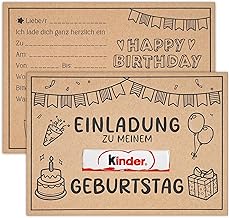 qingmeng 15 Stück Einladungskarten Kindergeburtstag Junge, Einladung Kindergeburtstag Kraftpapier, Einladungen Mädchen Partyeinladungen für Oh Baby Party Deko