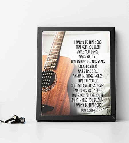 Miniatura 7 de Brett Eldredge - “I Wanna Be That” Song Lyric Wall Art Print, This Ready to Frame Country Music Wall Art Poster Print is Good For Music Room, Home,