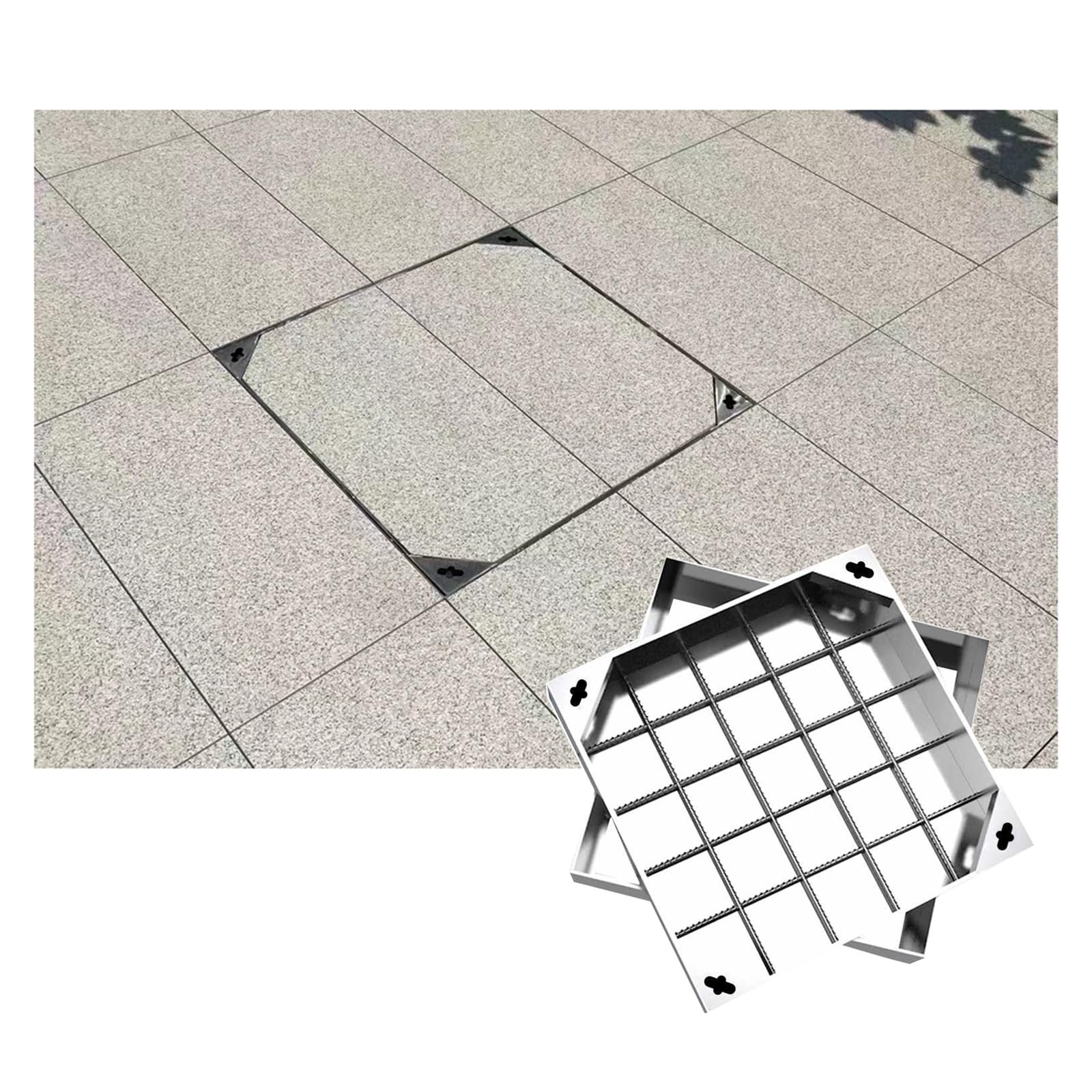 GJMSSMY Stainless Steel Inspection Chamber Cover, Invisible Design Embedded Manhole Lid, Invisible Manhole Cover and Frame, Decorative Septic Tank for Outside