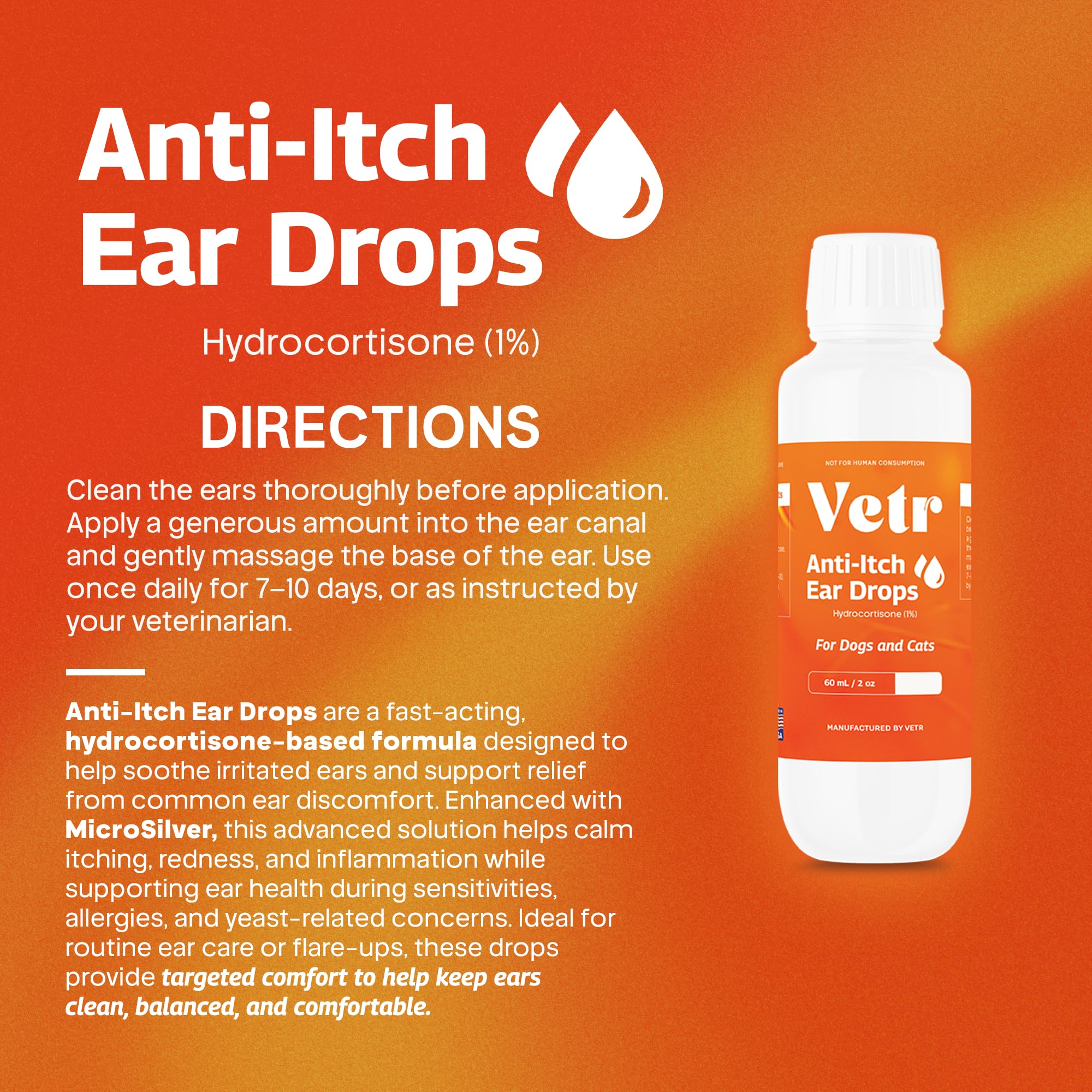 vetr Anti-Itch Ear Drops for Dogs - Topical Ear Comfort Support Solution - 2 oz (60mL) - Vet-Formulated in USA - image 5