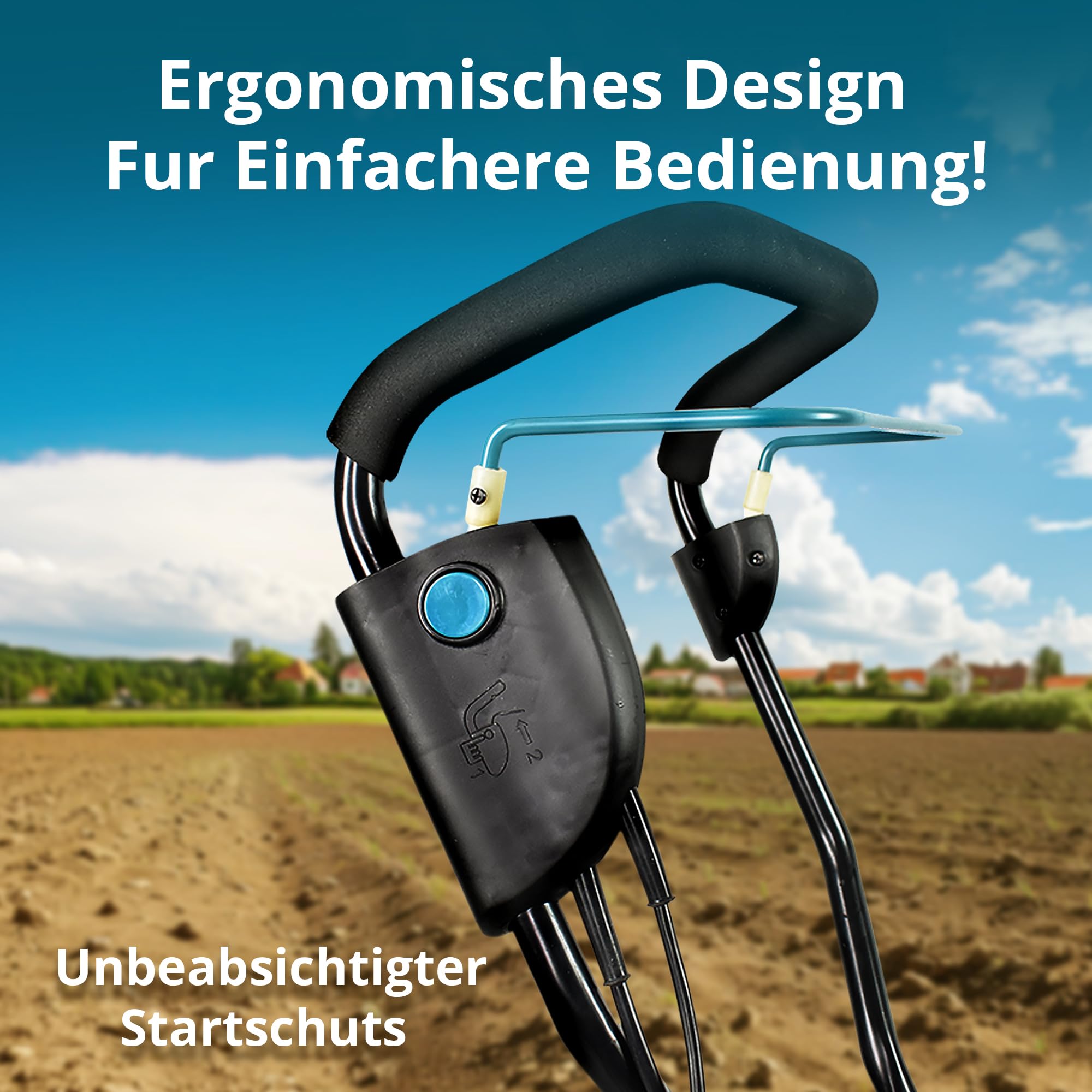 Könner & Söhnen KS 1000T E Elektro-Bodenhacke, Stake Metallfräsen, 36 cm Arbeitsbreite, bis 22 cm Arbeitstiefe, 1000 W, 230 V, 8 kg, Gartenfräse für Hofgrundstücken, Blumen- und Gartenbeeten