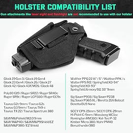 Universal Gun Holster for Men&Women, IWB/OWB 9mm Holsters, 380 Holster for Pistols fits Glock 19/17/23/26/27/42/43x, S&W M&P Shield, Sig Sauer and Similar Handguns
