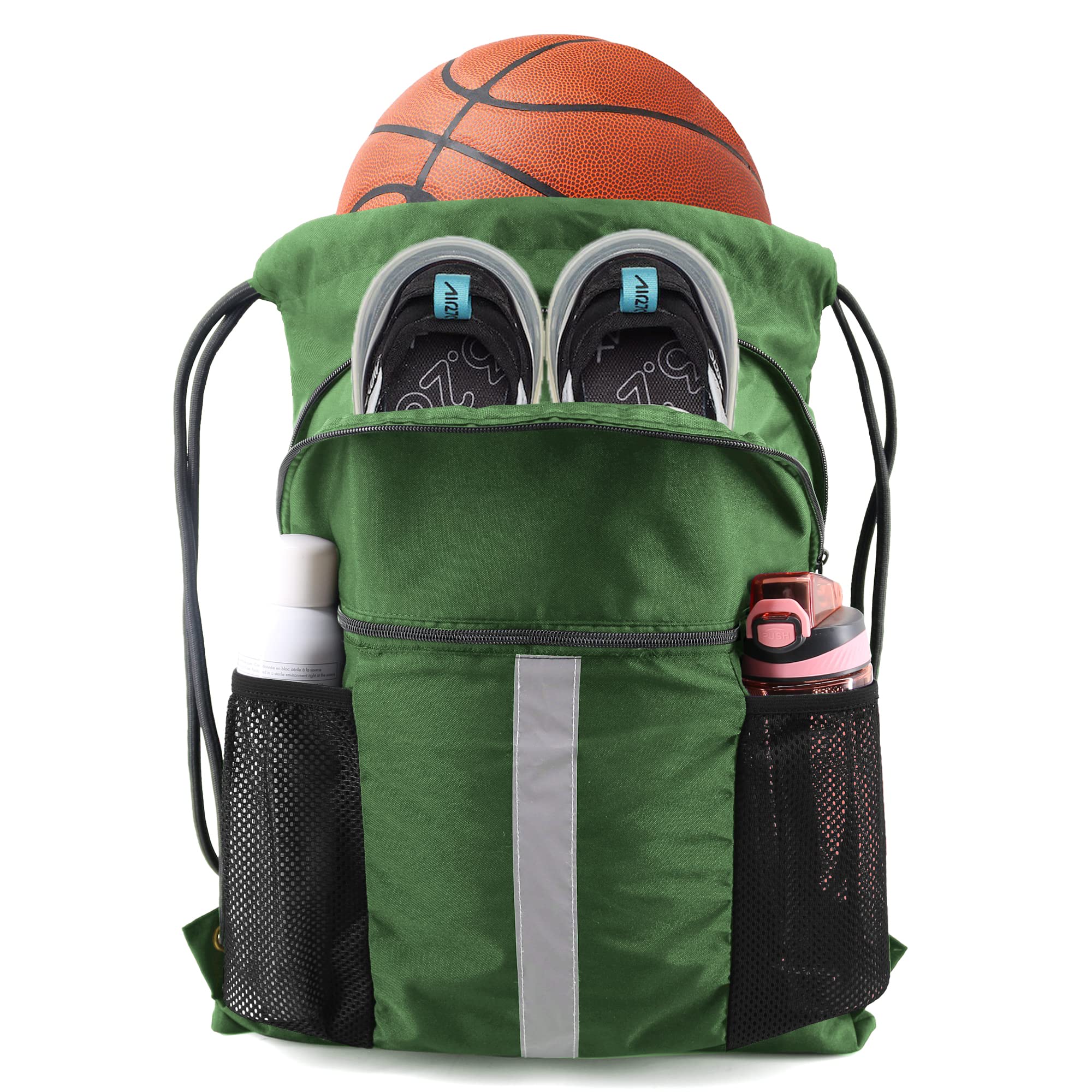 BeeGreenDrawstring Backpack Bag with Shoe Compartment X-Large Gym Sports String Cinch Backpack
