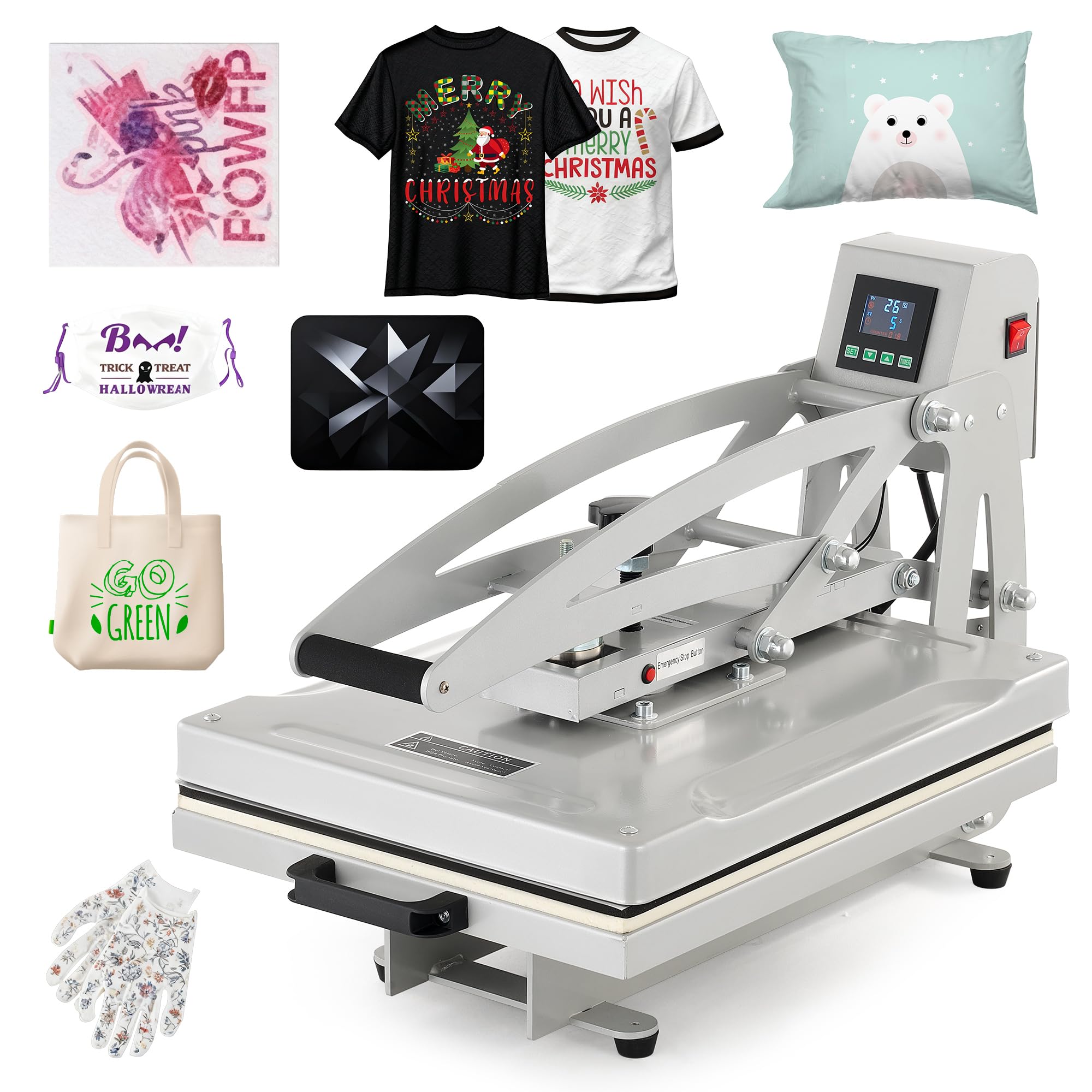 CREWORKS 50x40cm Pressa a Caldo per Magliette con Apertura Automatica 2200W Termopressa per Magliette Macchina per Sublimazione Digitale per Magliette Borse o DIY