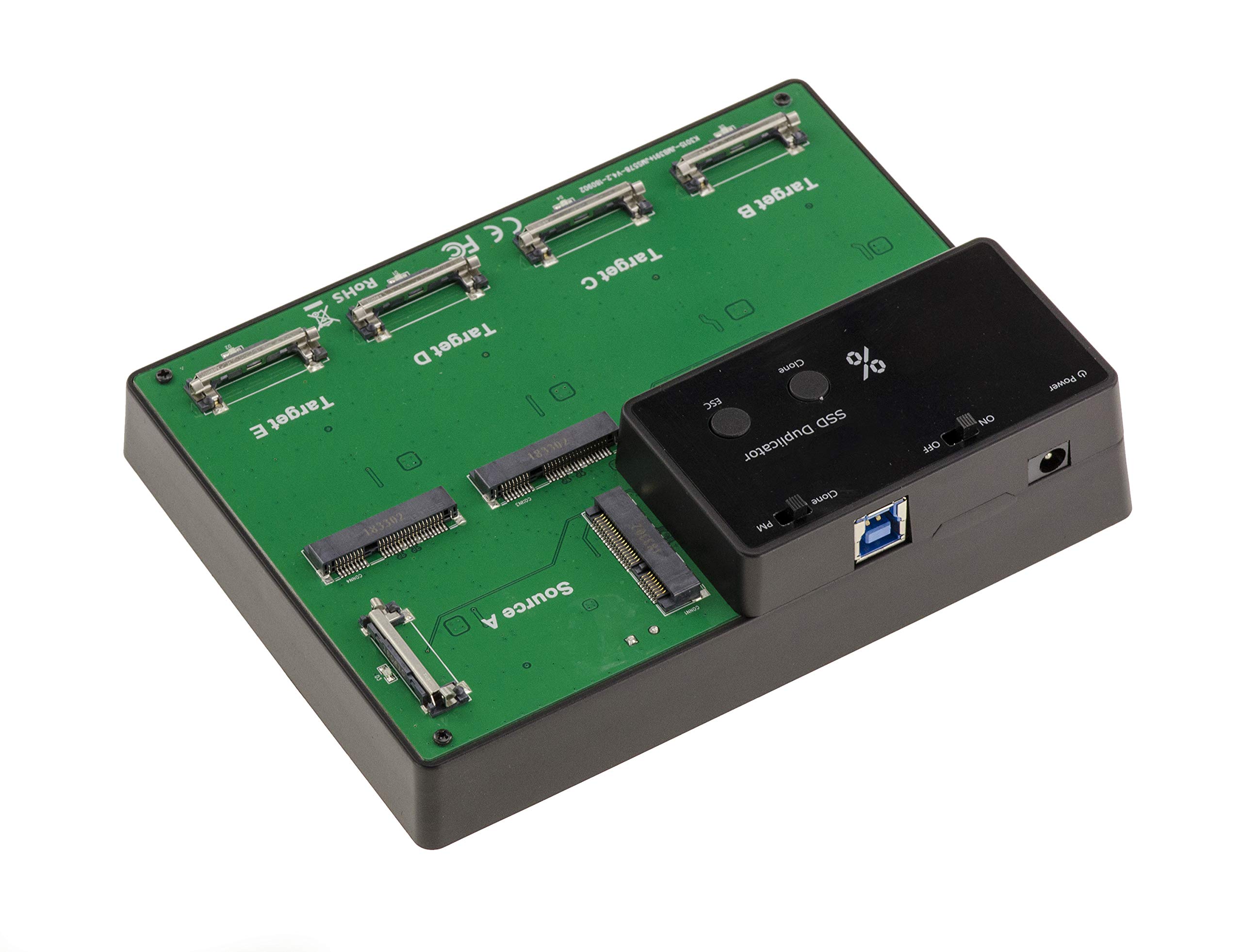 KALEA-INFORMATIQUE Estación de Acoplamiento USB para 5 Unidades SSD mSATA con Enlace USB3.0 y función CLONING. La Base se suministra con Fuente de alimentación Externa.