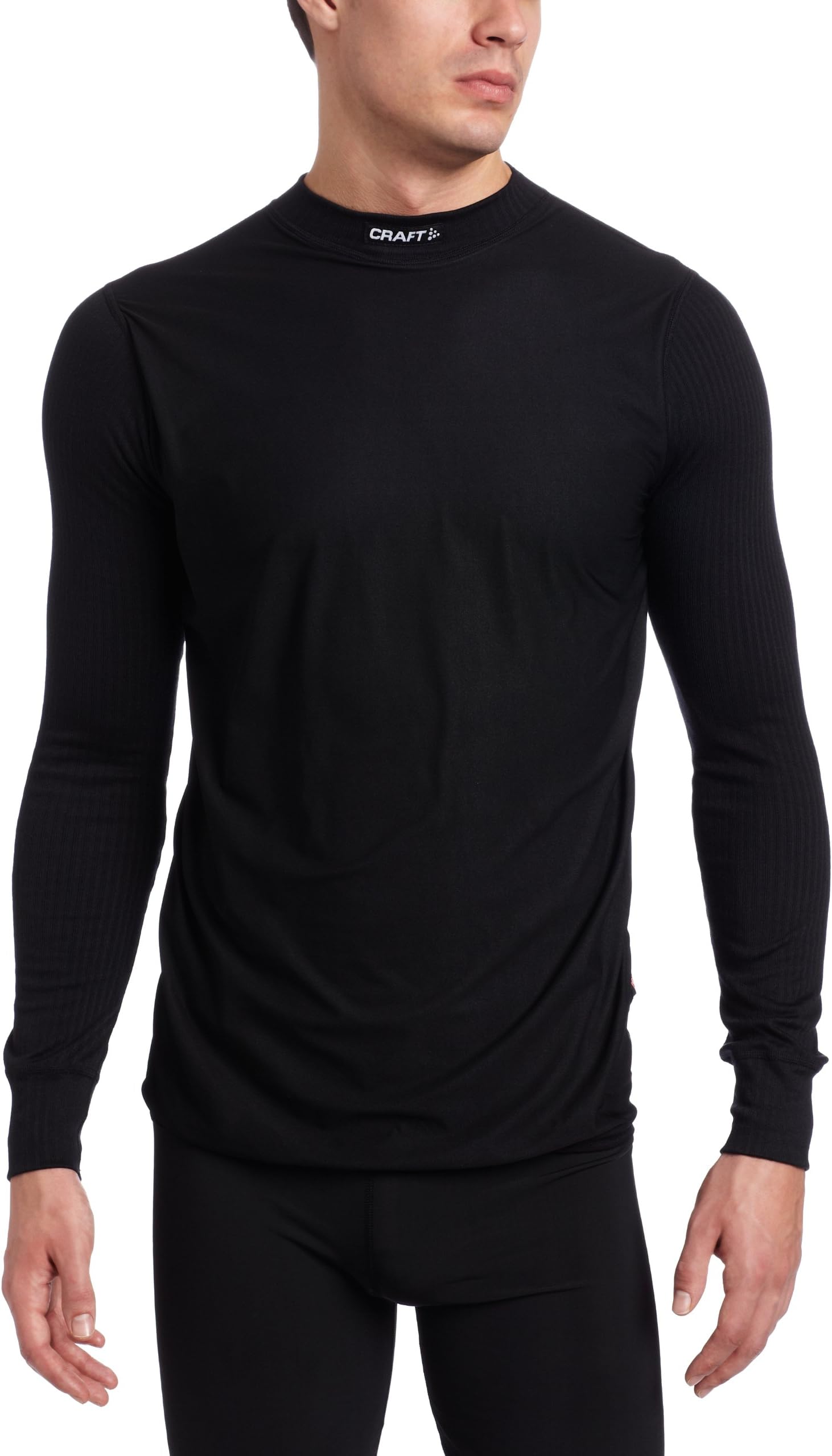 Craft Sportswear Men's Active Wind Stopper Long Sleeve Base Layer Top: cooling/sport/bike/ski/run/sun/protection/shirt, Black, Large