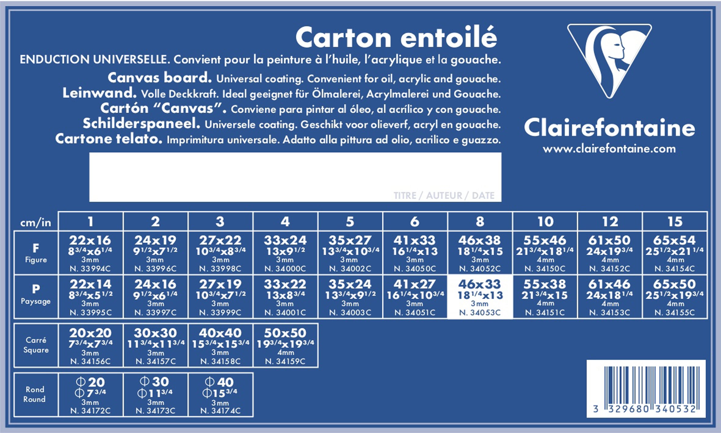 Clairefontaine | Canvas Boards - 200 Gsm, 10 Cm X 10 Cm, 1. Square Formats 1. Square Formats | 12577