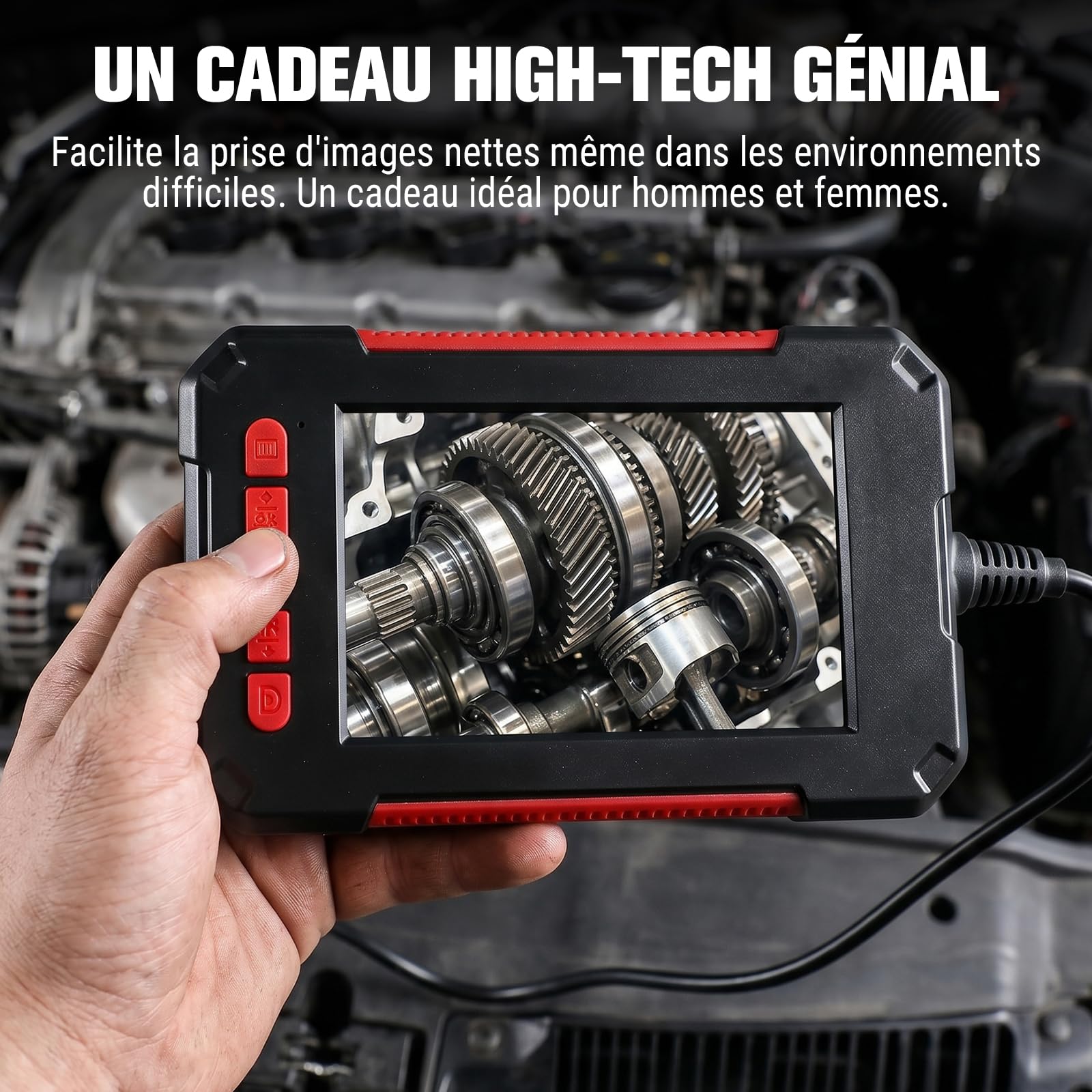 Endoscope Industriel P40, Caméra d'Inspection 1920P HD, Sonde 3,9 mm, Écran IPS 4,3 Pouces, 6 LED Réglables