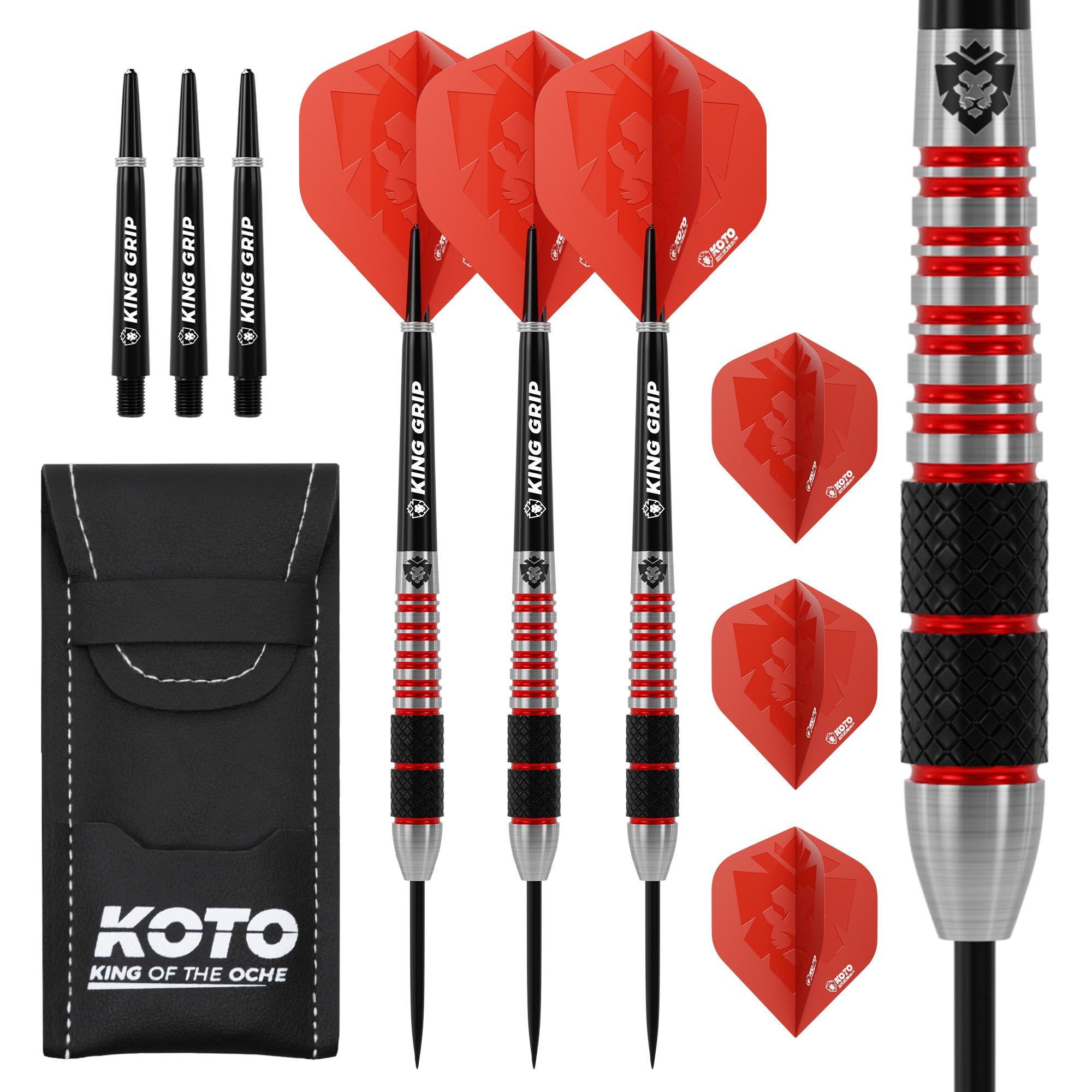 KOTO - Fléchettes King Base 90% 21 G, Argent, 3 Barrels, FlightIncl. Portefeuille