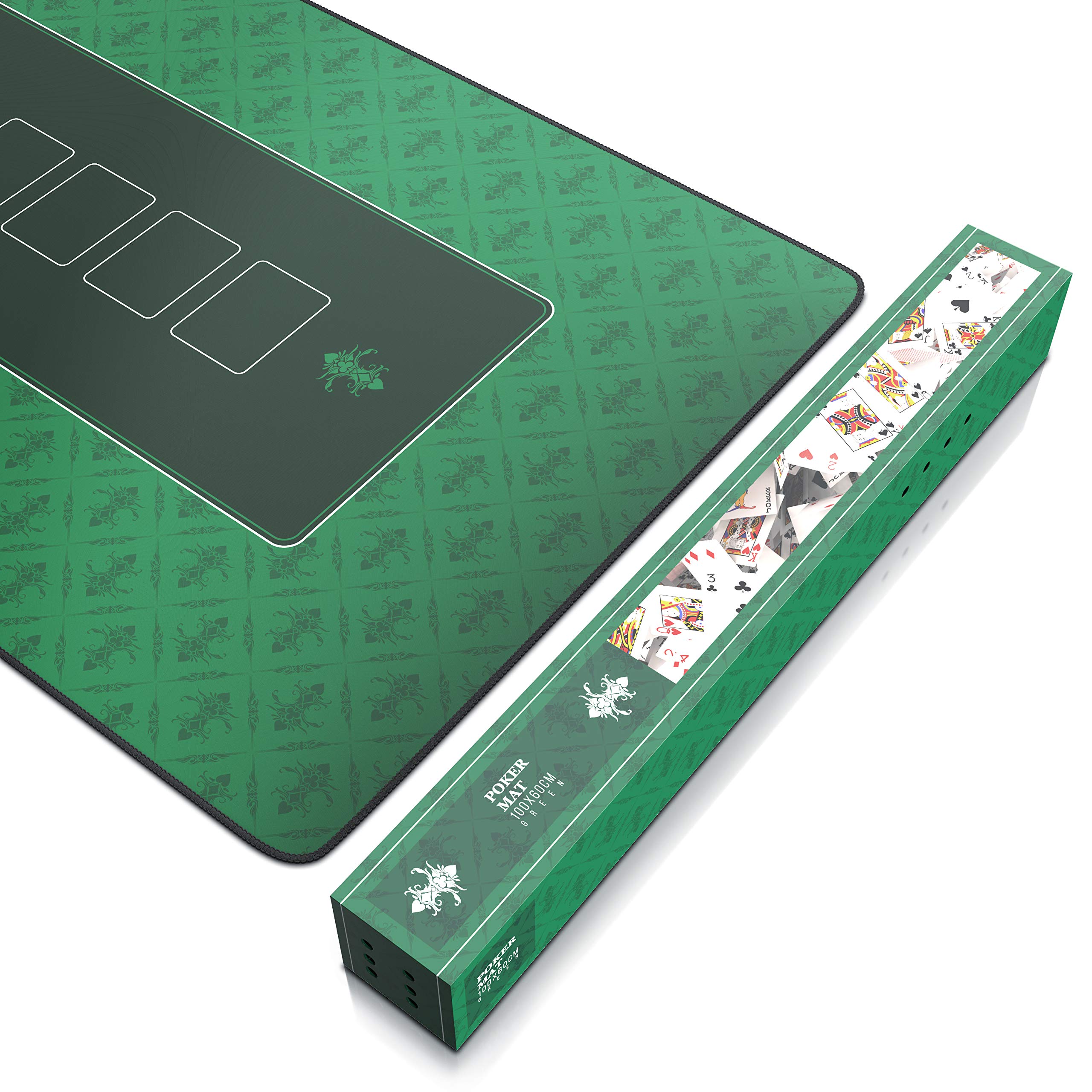 CSL - XXL Deluxe Pokerrmatte 1000x600mm - XXL Poker Unterlage Pokertisch mit Motiv - Tischunterlage Large Size - Pokertischauflage Green