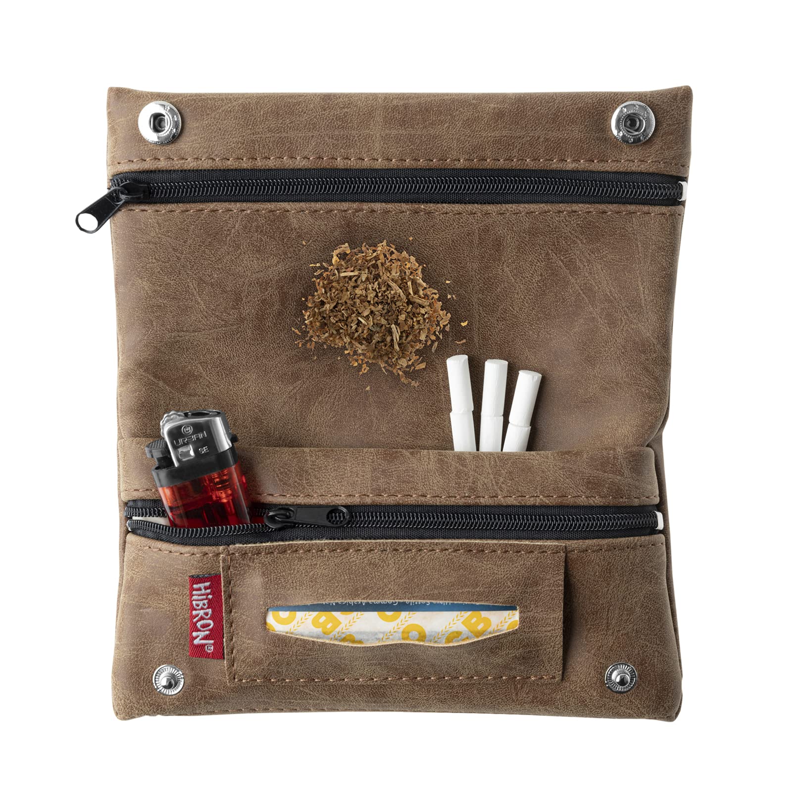 HIBRON Porta tabacco Borsello in vera pelle (58105 Marrone)