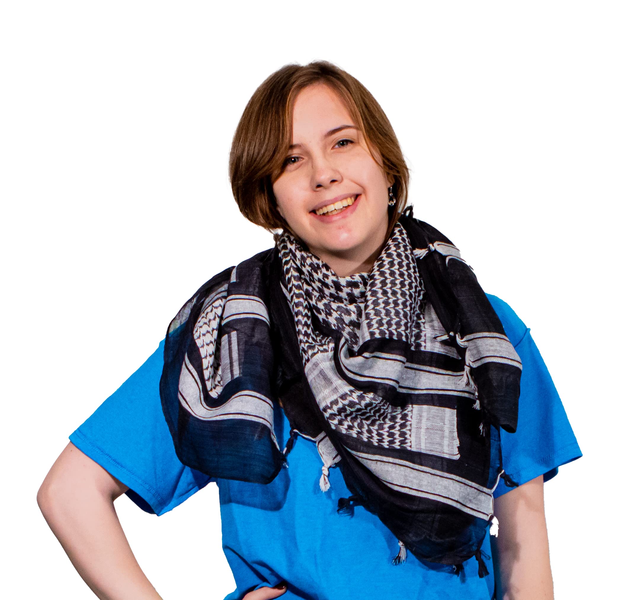 Retro Seventy2 Adult Shemagh Scarves Mens Arab Scarf Cotton Winter Womens Wrap Palestinian Desert Keffiyeh (Black/Grey)