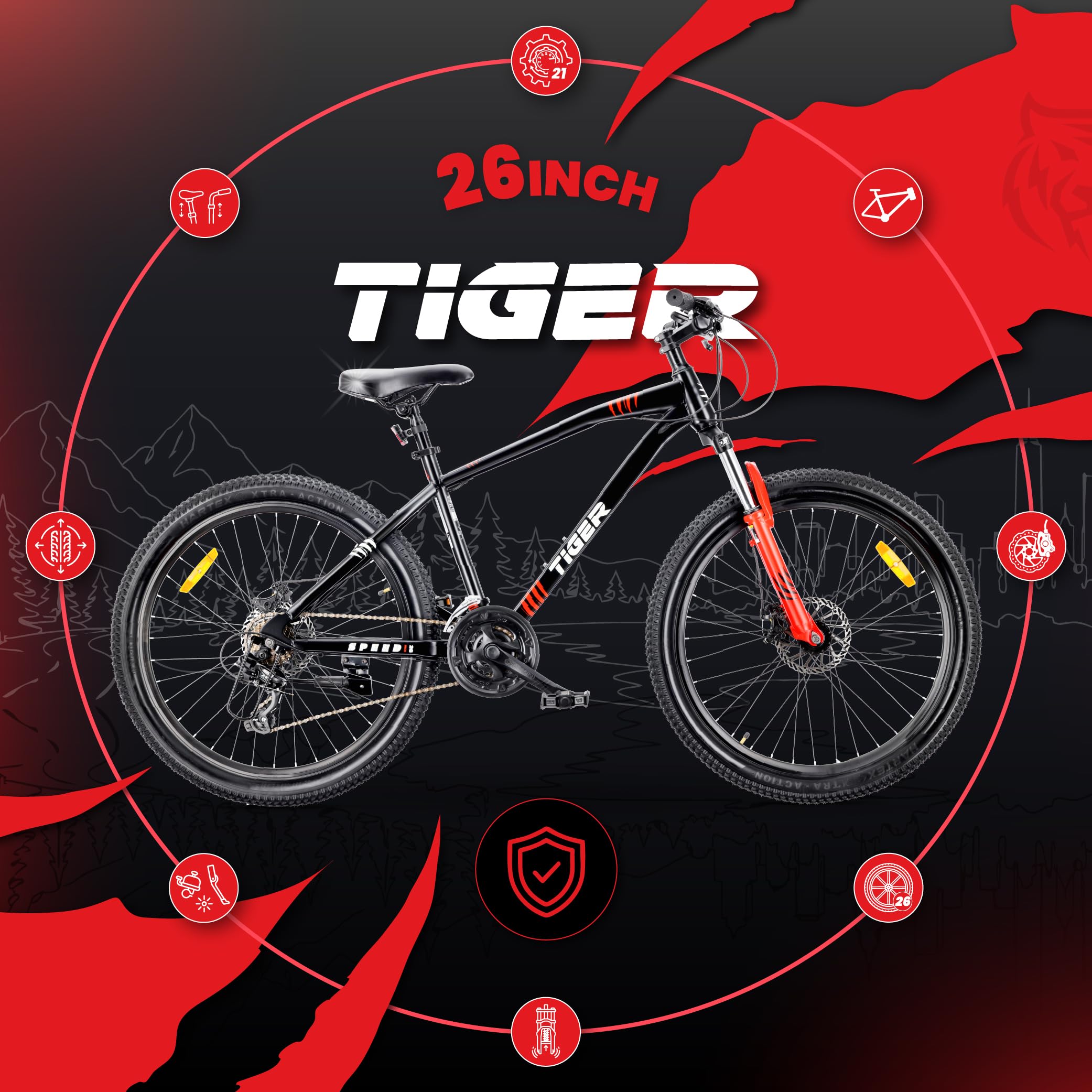 sun baby Tiger Bike MTB 26" 7 o 21 velocidades