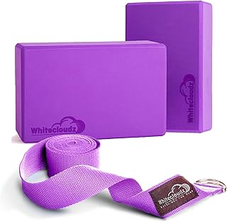 WHITECLOUDZ Yoga blocks set of 2 - EVA Foam blocks - High Density Yoga Blocks - Premium Design Yoga Bricks x2 Non-slip & Travel friendly - Improve strength, Balance and Flexibility