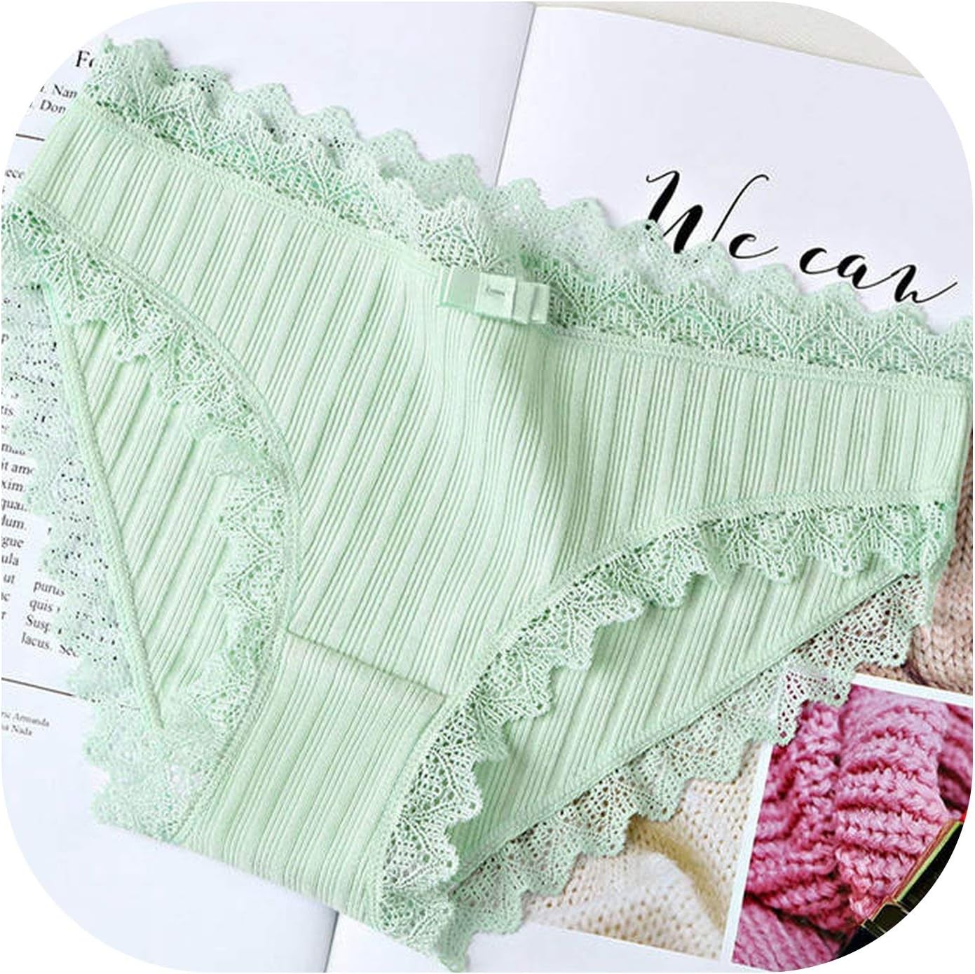 Bragas de algodón para mujer a rayas transpirables calzoncillos de