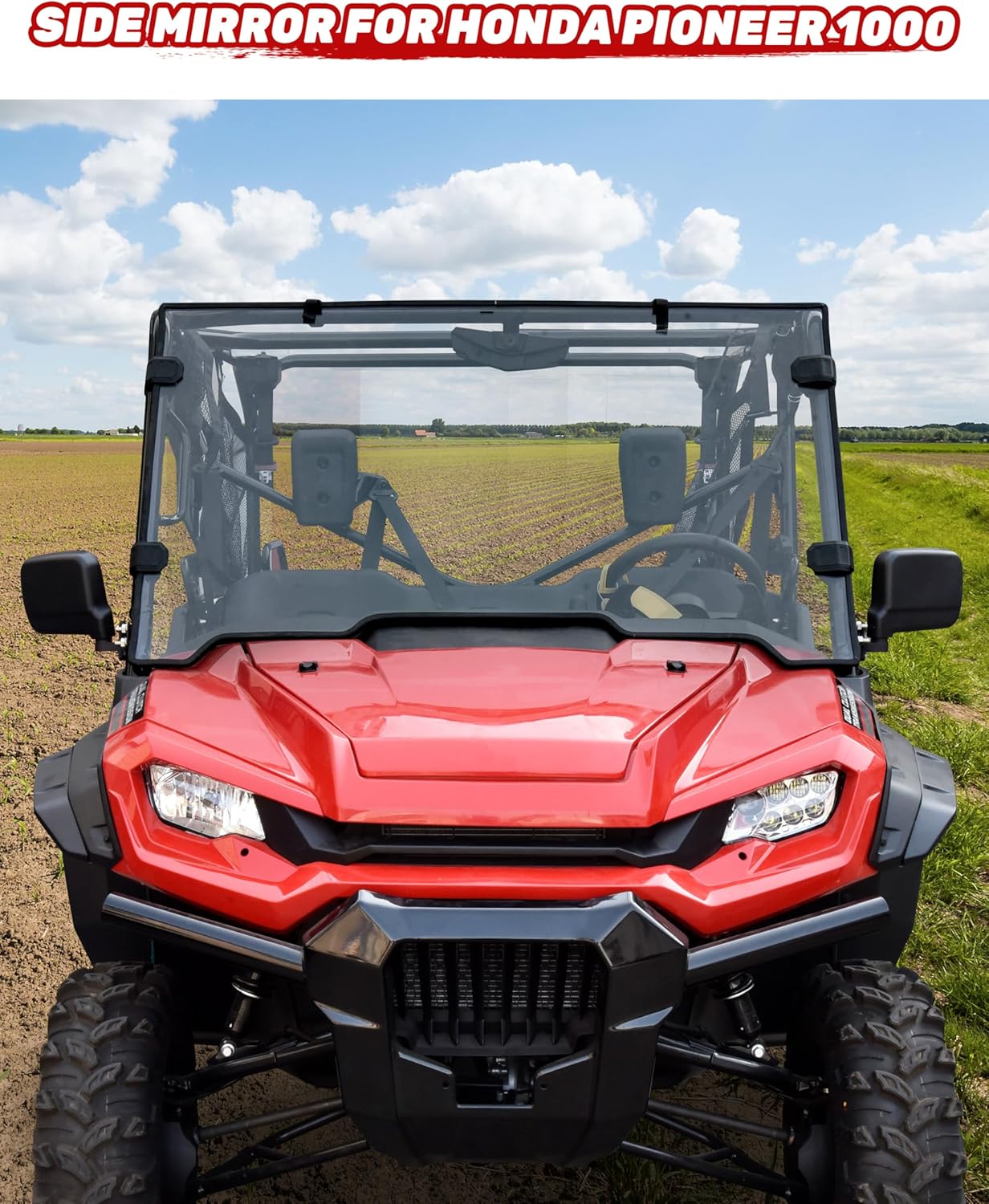 UTV Side Mirrors for Honda Pioneer 1000 2016-2025 Accessories, Adjustable Folding Side Rear View Plane Mirror for Pioneer 1000, Replace #0SV05-HL4-202, Bolt-on Design, 2PCS