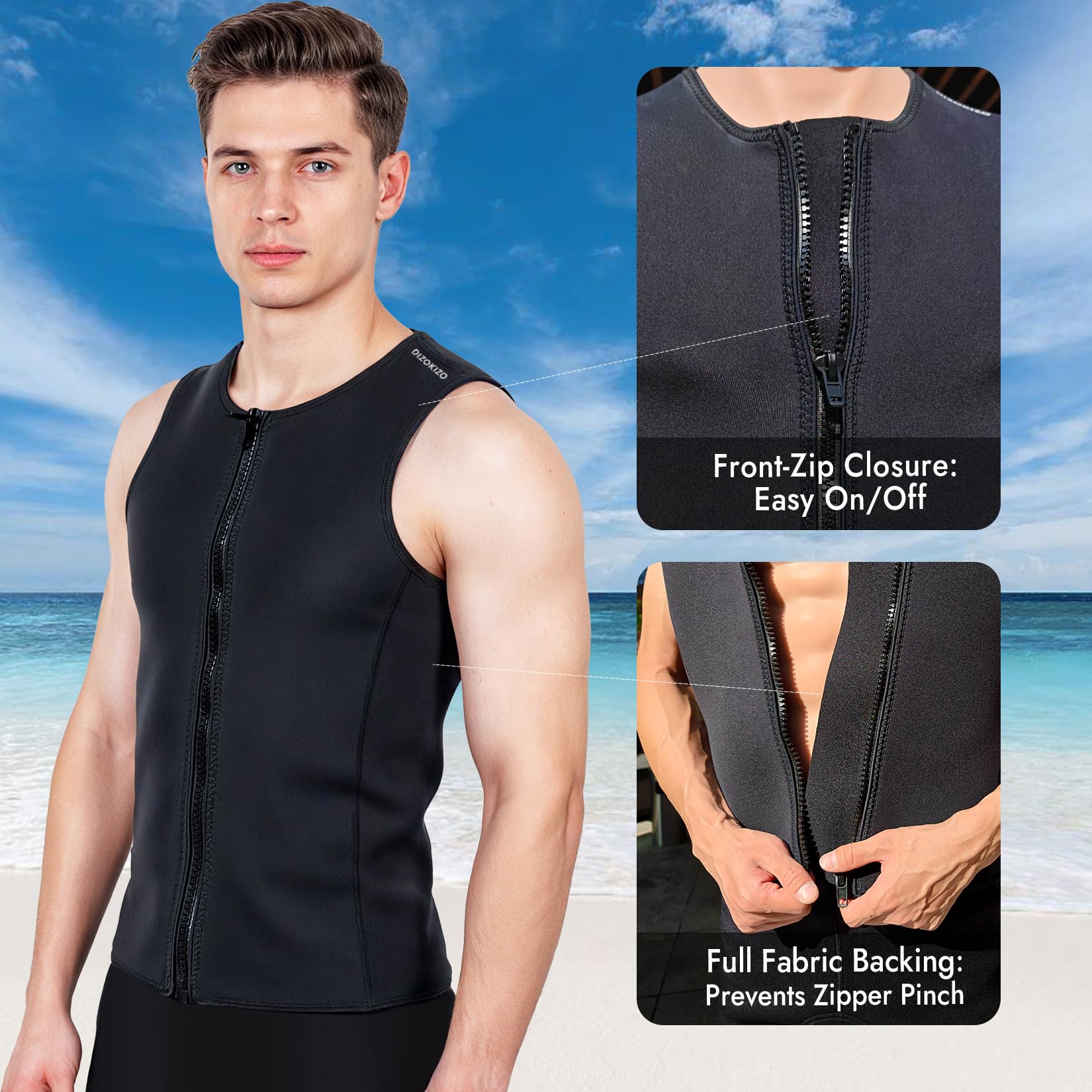Neopren-Oberteil 3mm Thermisch Ärmellose Schwimmoberteile für Männer Frauen Tauch- & Schwimmweste für Tauchen Surfen Segeln Schlankheits-Sauna