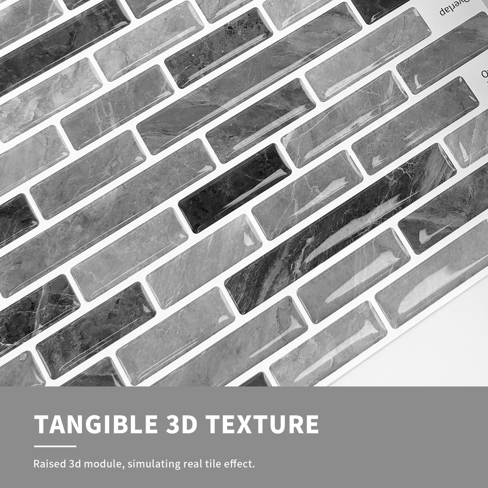 Piastrelle in ceramica 3D, 10 pezzi, 30,5 x 30,5 cm, autoadesive, pannelli da parete 3D, per cucina, bagno, parete (grigio)