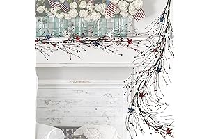 4FT Artificial Patriotic Pip Garland With Berries