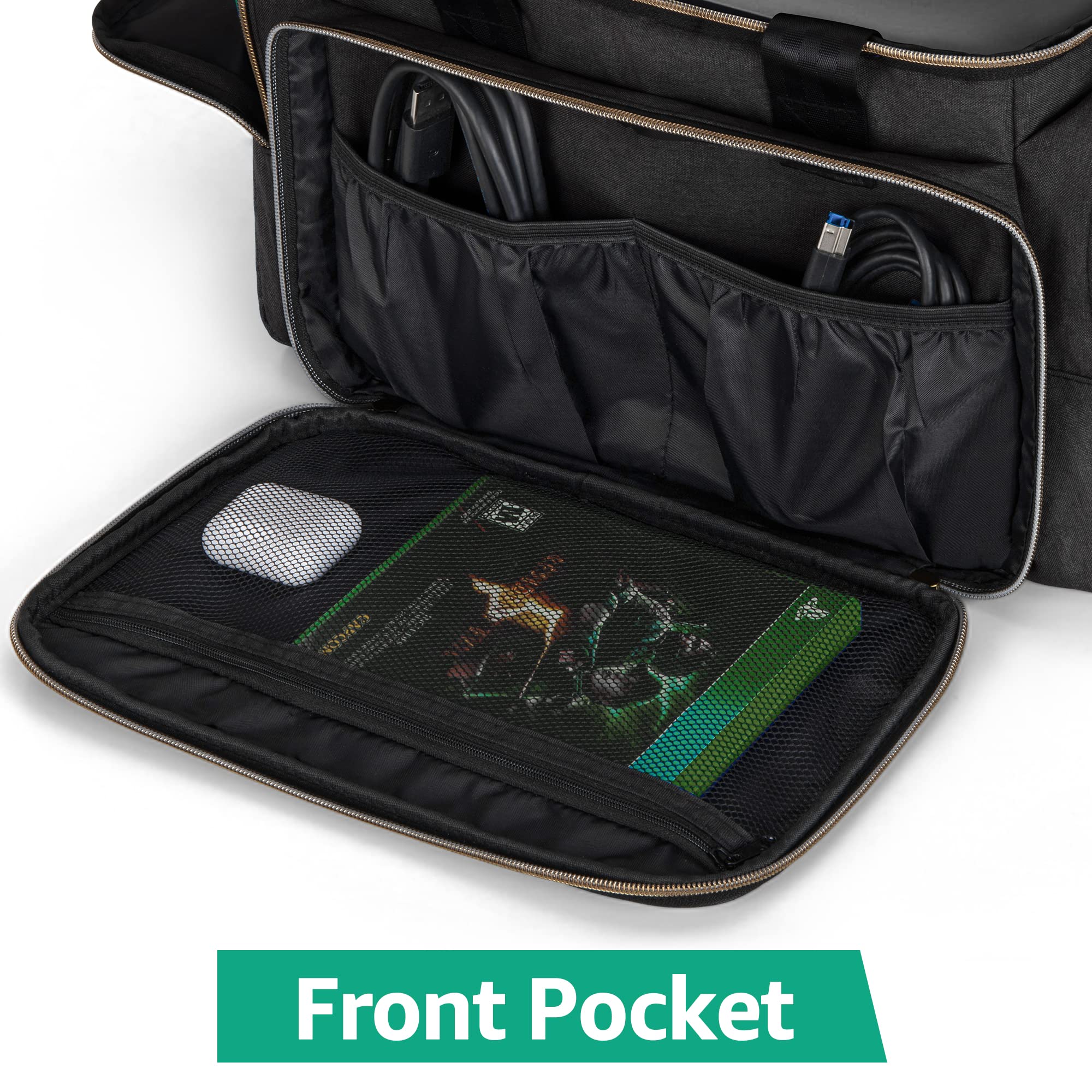 Trunab Borsa da Viaggio per Console Compatibile con Xbox Series X, Borsa a Doppio Strato con Molteplici Tasche per Controller Xbox, Giochi, Cuffie, Cavi, Hard Disk Portatile e Altri Accessori, Nero