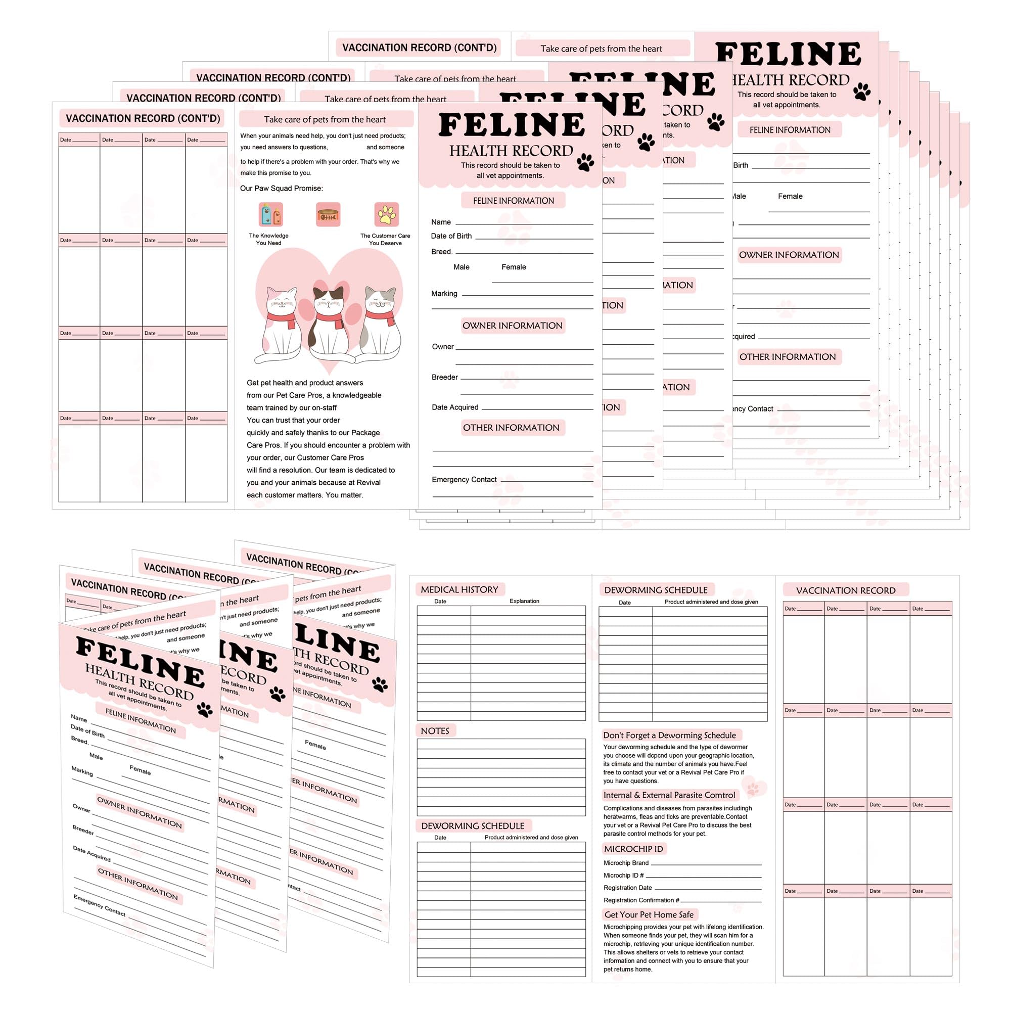 Pop Resin 25 Pack Pink Puppy Record Cards 8.3 x 11 Inch Dog Canine Health Record Books Dog Health Records and Recommendations Puppy Record Booklets