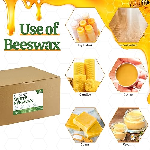 Miniatura 4 de YASNAY Pellets de cera de abeja blanca de 20 libras, cera de abeja 100% orgánica, cera de abeja para hacer velas, cuerpo, cuidado de la piel,