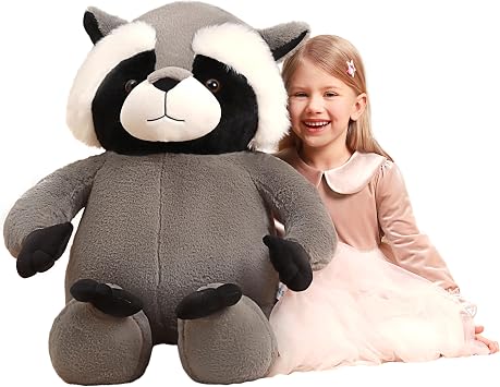IKASA Giant Racoon Stuffed Animal Raccoon Plush Toy,31.5" Big Large Jumbo Soft Toys,Cute Huge Size Fat Fluffy Plushy Plushie,Gifts for Kids