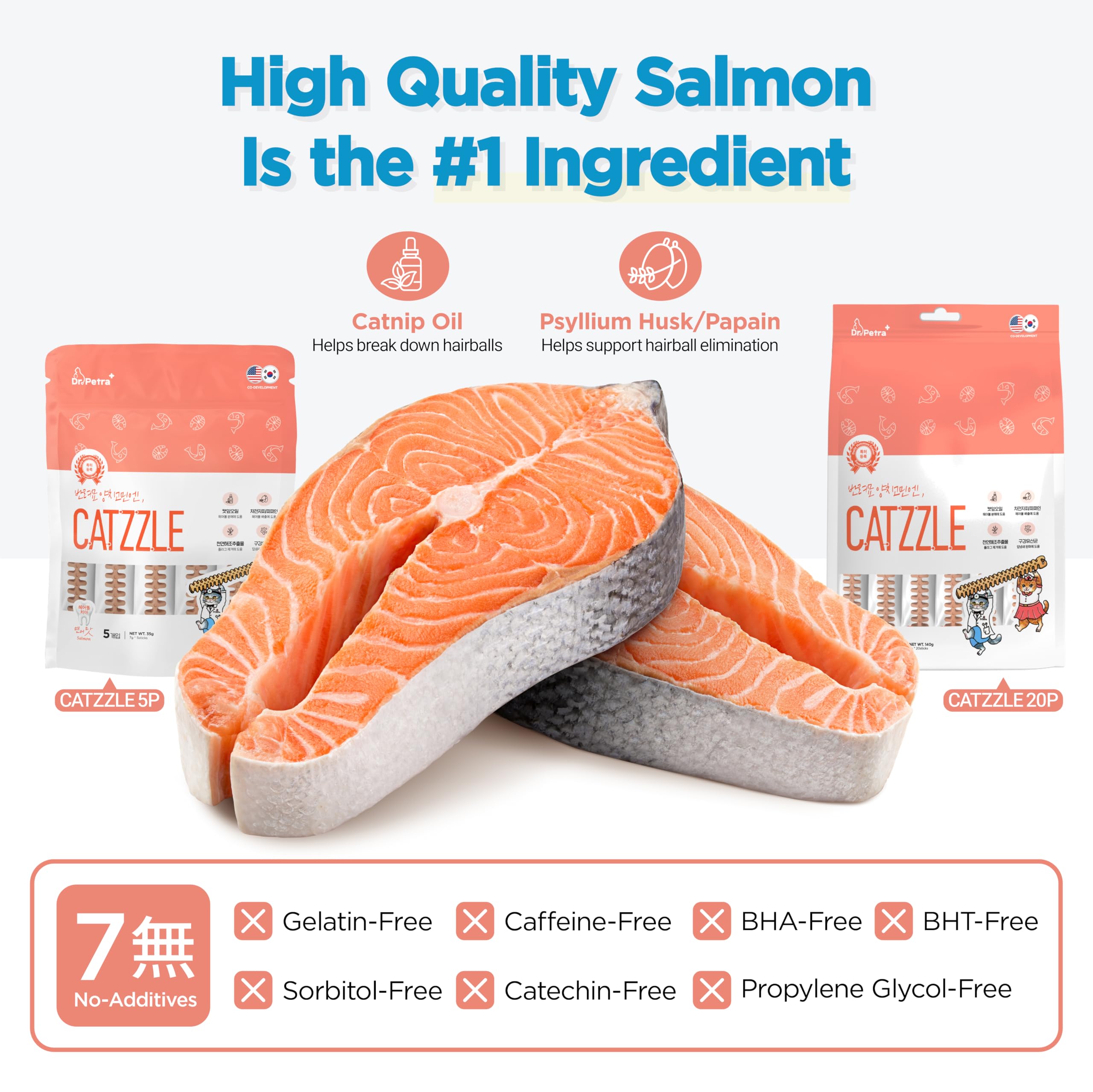 CATZZLE Cat Treats, Dental Chews for Indoor Cats, Cat Teeth Cleaning, Dental Care Snacks - Hairball Control (Salmon Flavor), 5 Sticks (1.25 oz.) - image 5