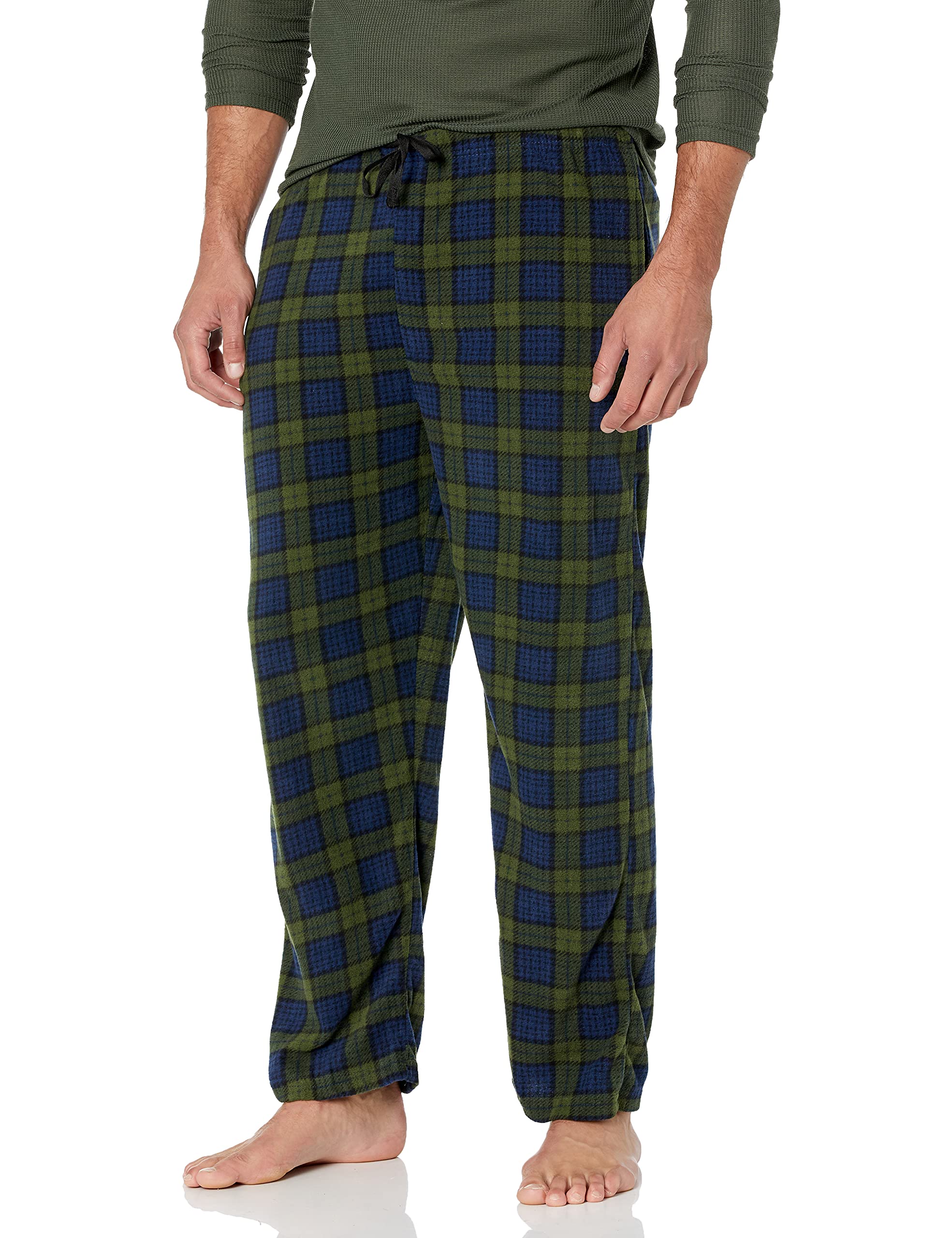 Essentials by Seven Apparel Men's Long-Sleeve Top and Fleece Bottom Pajama  Set