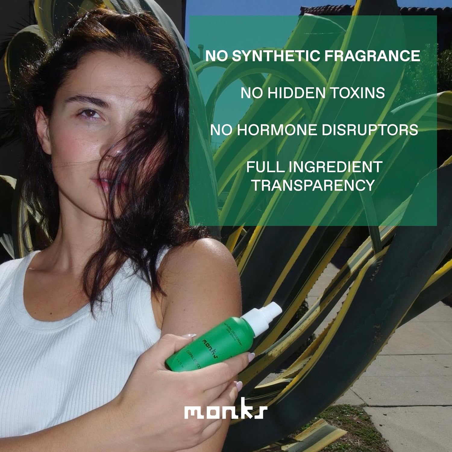 MONKS Whole Body Natural Deodorant Spray - For Women and Men, Aluminum-Free, Baking Soda Free, Probiotics, Organic AHA’s, Pure Essential Oils (Copal Green) - Image 5