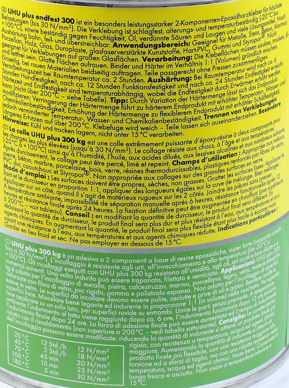 UHU Plus Endfest 300 1x Dose Binder 915g + 1x Dose Härter 740g 2-K-Epoxidharzklebstoff