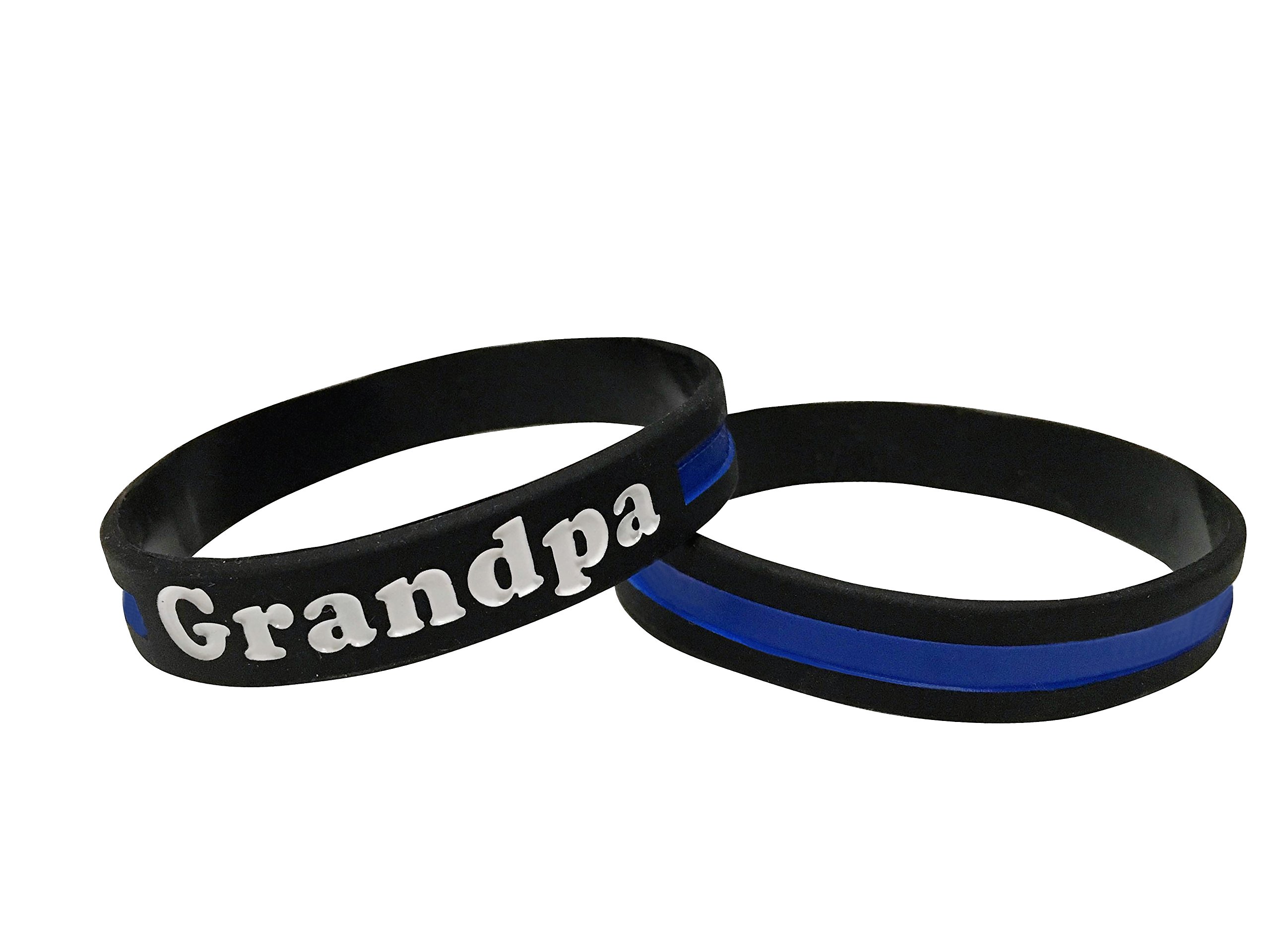 Grandpa (Grandfather) Blue Line Silicone Wrist Band Bracelet Wristband - Support Police and Law Enforcement