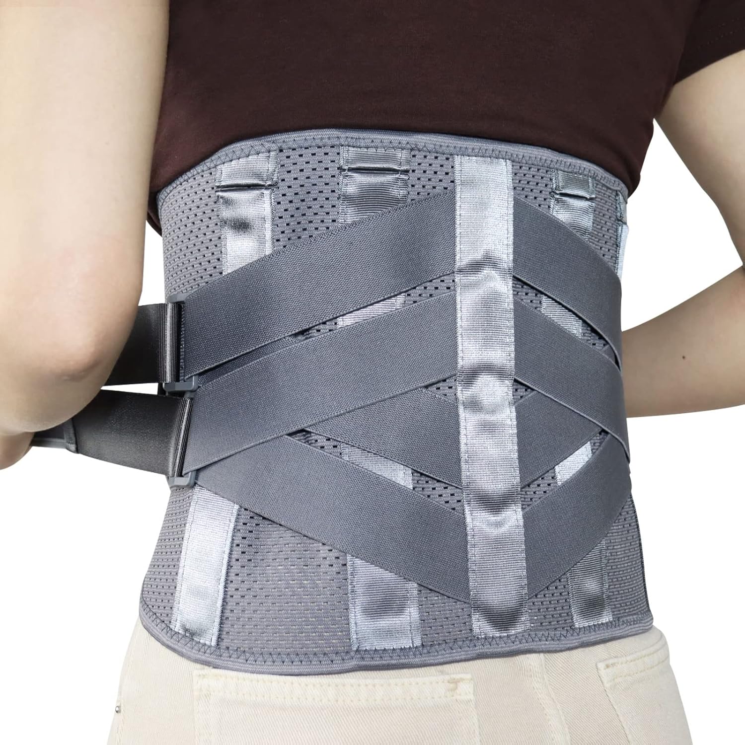 HONGJING Red Light Massage Back Brace with Heat for Lower Back Pain Relief, Cordless Back Support Massager Belt Rechargeable for Pain from Herniated Disc, Scoliosis, Sciatica (XL)